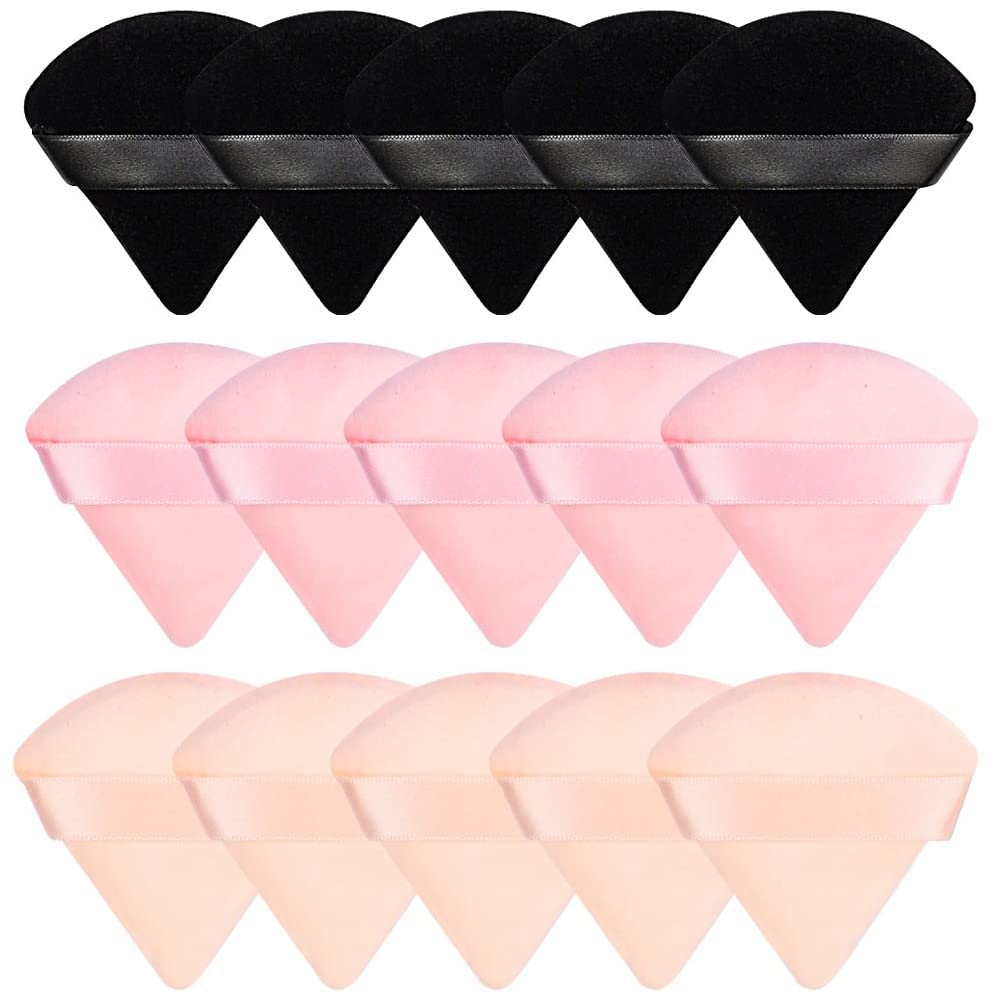 COSLUXE 15pcs Triangle Makeup Sponge Puffs - Multicolor Cosmetic Powder Puff for Face & Body, Dry & Wet Use - Perfect for Loose Powder, Contouring, Under Eyes & Hard-to-Reach Areas | Great for Professional Makeup & Travel Beauty Routine