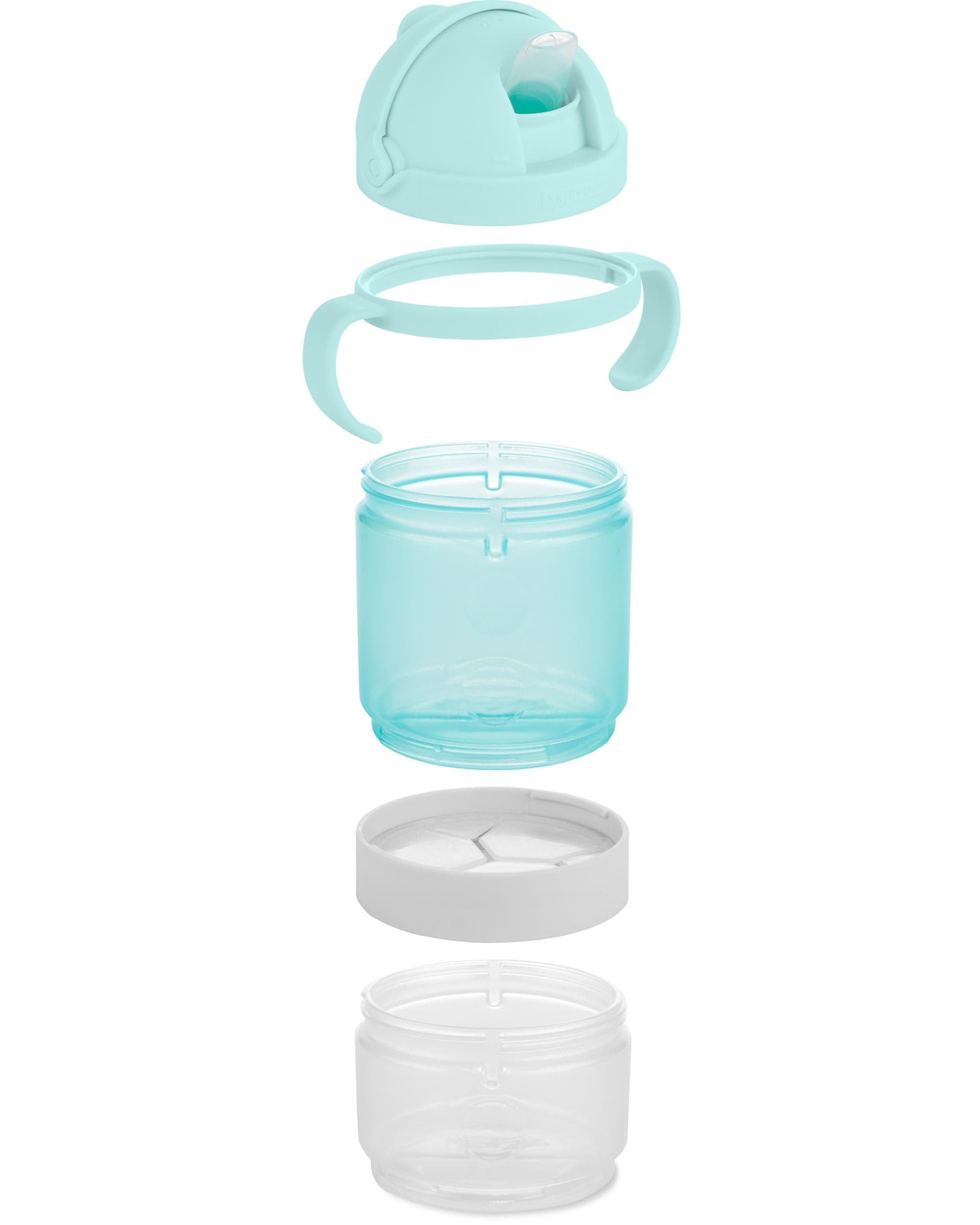 Skip Hop 2-in-1 Sip and Snack Stack Cup for Babies 6 Months+ | Leak-Proof Toddler Drinking & Snack Container | Teal & Grey | Perfect for On-the-Go Feeding, Daycare, and Travel