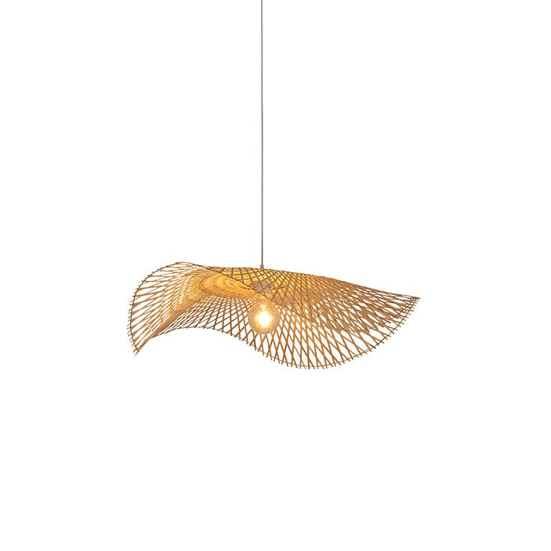 Modern Bamboo Frame Pendant Light - Handwoven Natural Rattan Hanging Lamp for Dining Room, Kitchen Island & Bedroom Decor - Eco-Friendly Ceiling Lighting Fixture