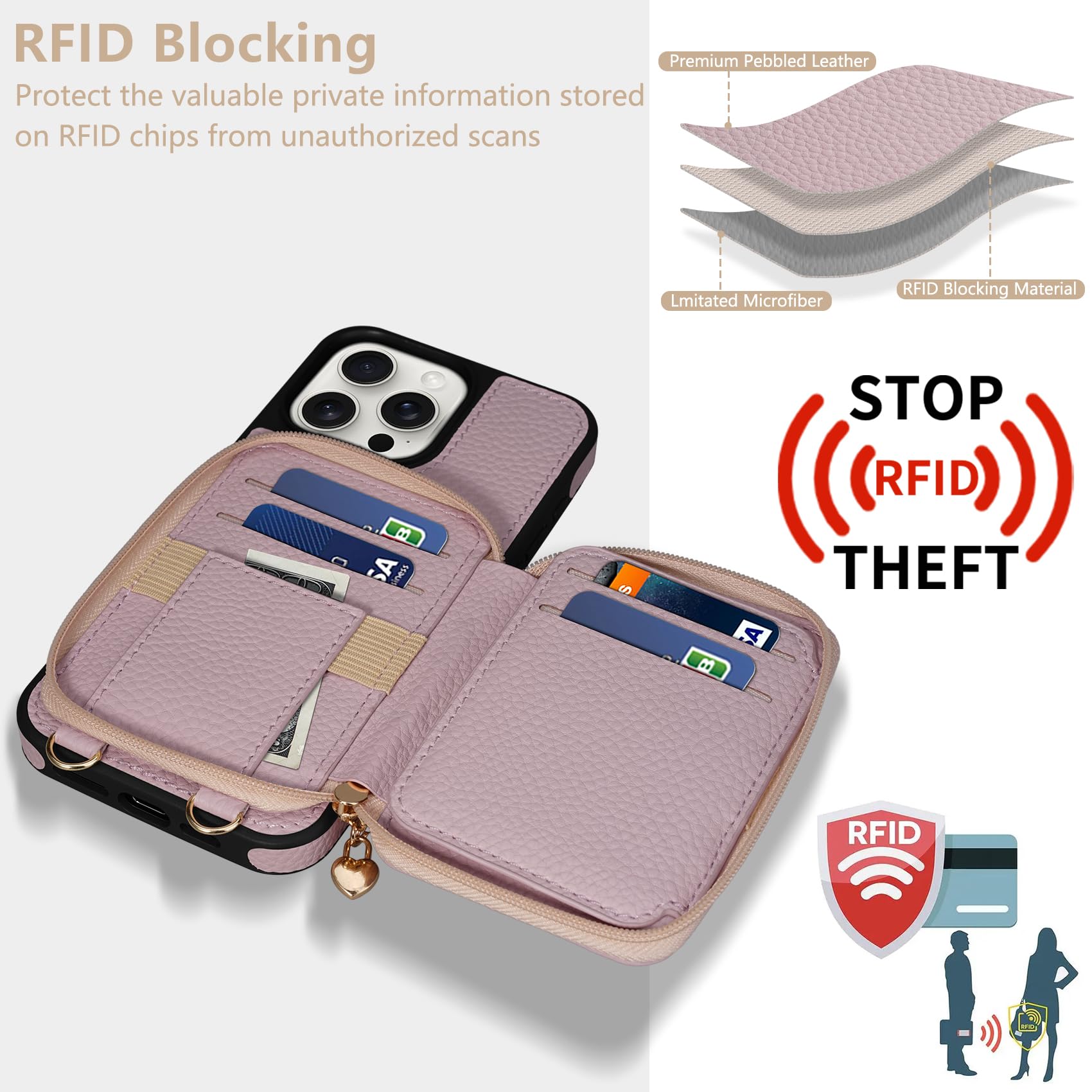 Premium Leather Wallet Case for iPhone 16 Pro (6.3