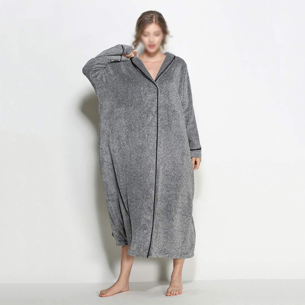 XJJZS Unisex Fleece Bathrobe - Extra Thick & Warm Long Robe for Men & Women, Plus Size 5XL - Cozy Sleepwear, Nightgown for Winter, Lounging at Home, Spa & Relaxation