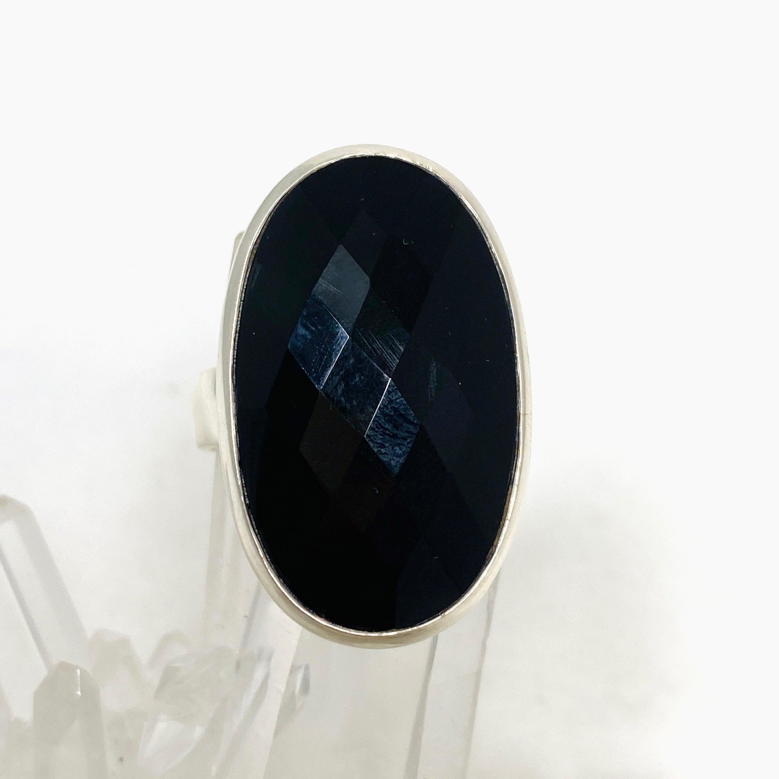 Onyx Faceted Oval Ring Size 11 - Elegant Black Gemstone Jewelry for Women, Perfect for Weddings, Parties & Special Occasions