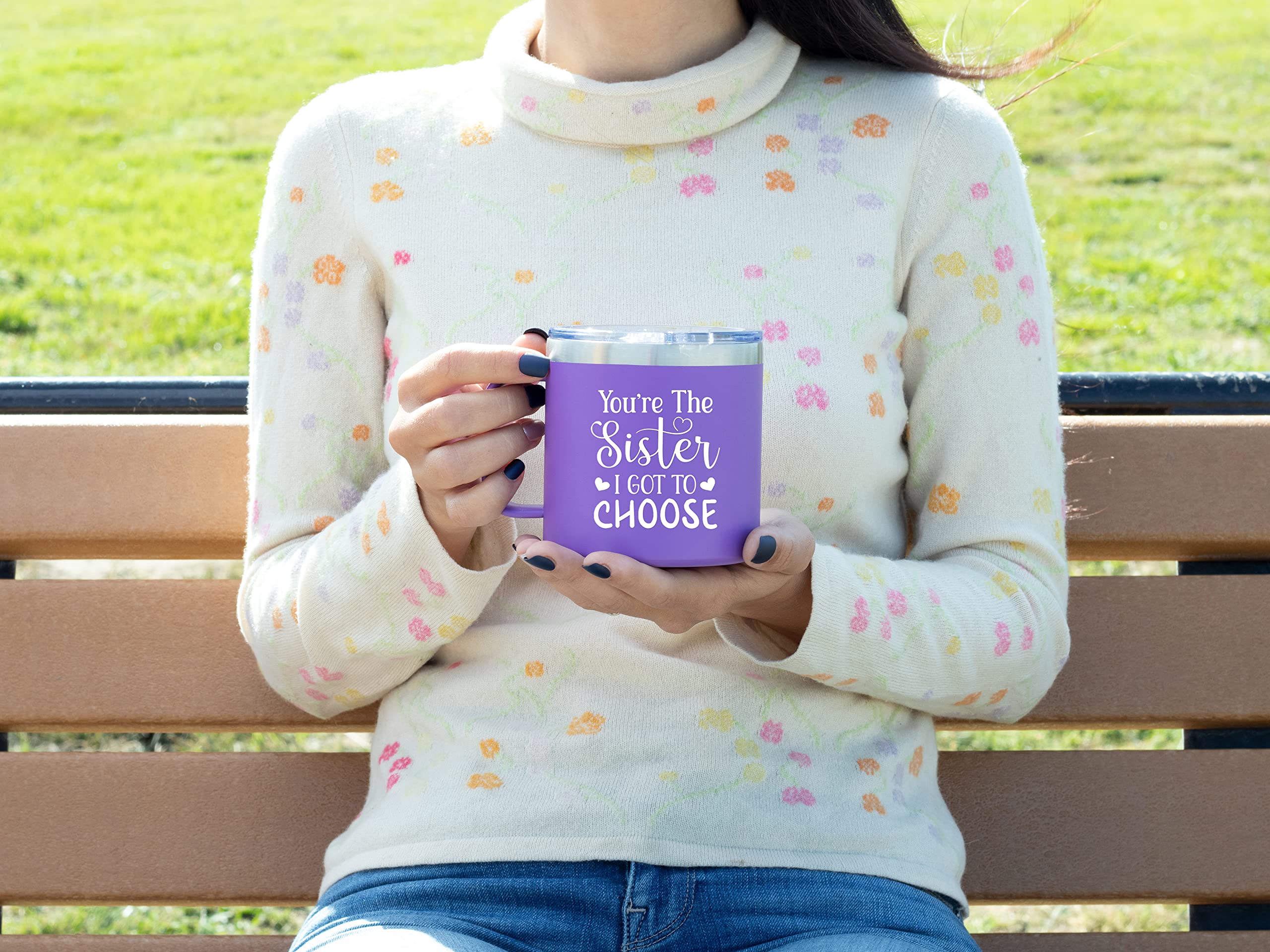 KLUBI Best Friend Gift – You’re the Sister I Got to Choose 14oz Purple Tumbler Mug, Unique Purple Gifts for Women, Sister & Friend Coffee Mug, Perfect for Valentine’s Day, Birthdays, or Everyday Use