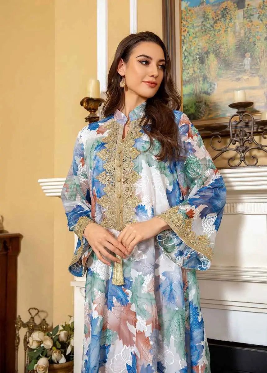 Elegant Eid Dress for Women - Embroidered Arab Dubai Kaftan Caftan Dress - Perfect for Eid Celebrations, Weddings & Special Occasions