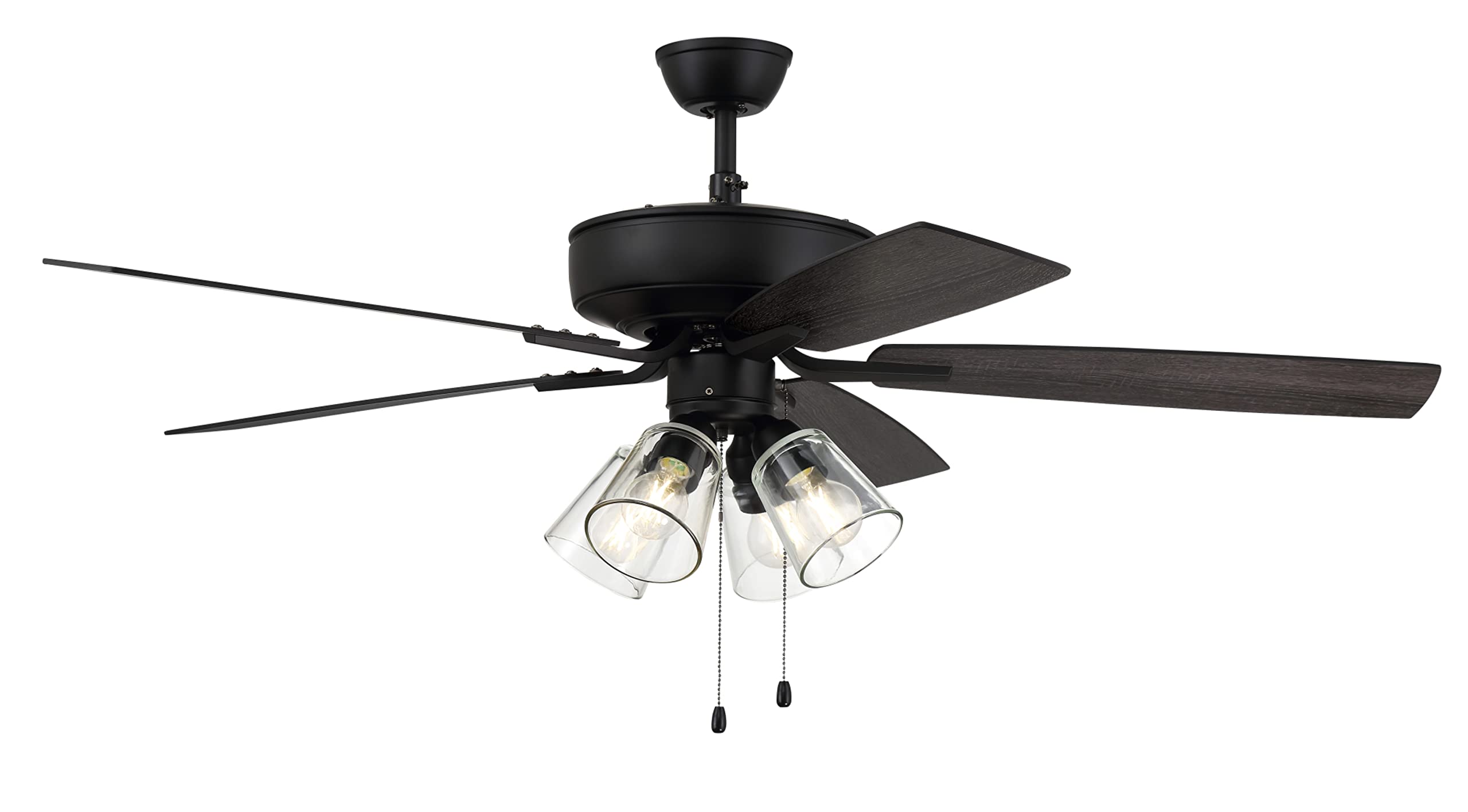 Craftmade P104ESP5-52ESPWLN 52-Inch Indoor Ceiling Fan with LED Light Kit, 5 Reversible Espresso/Walnut Blades, Pull Chain Control - Perfect for Living Room, Bedroom, and Office Spaces