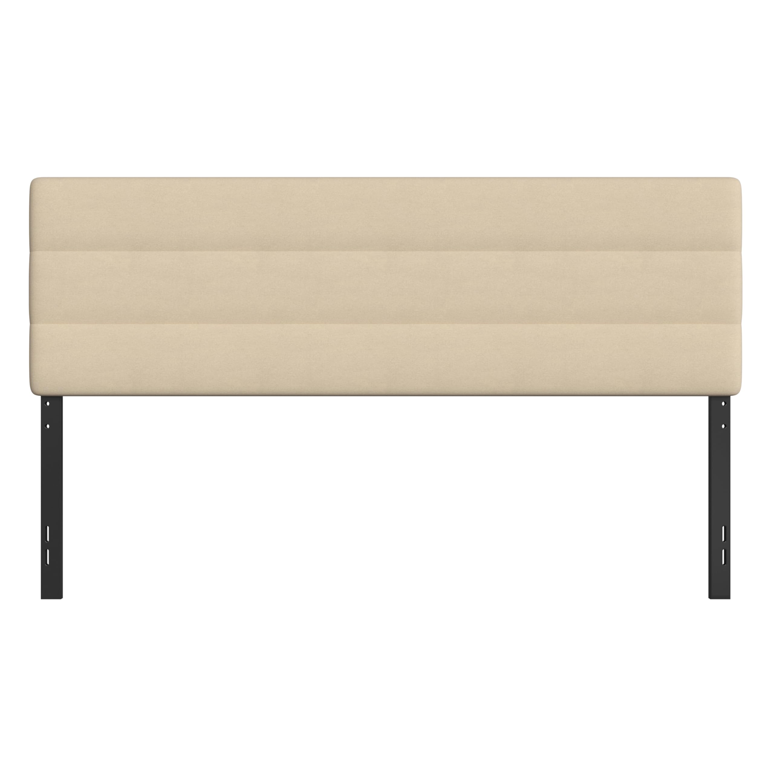 Merrick Lane Coppola Upholstered King Size Headboard - Button Tufted Cream Fabric with Adjustable Metal Legs - Fits Most Standard Bed Frames - Perfect for Master Bedrooms & Guest Rooms