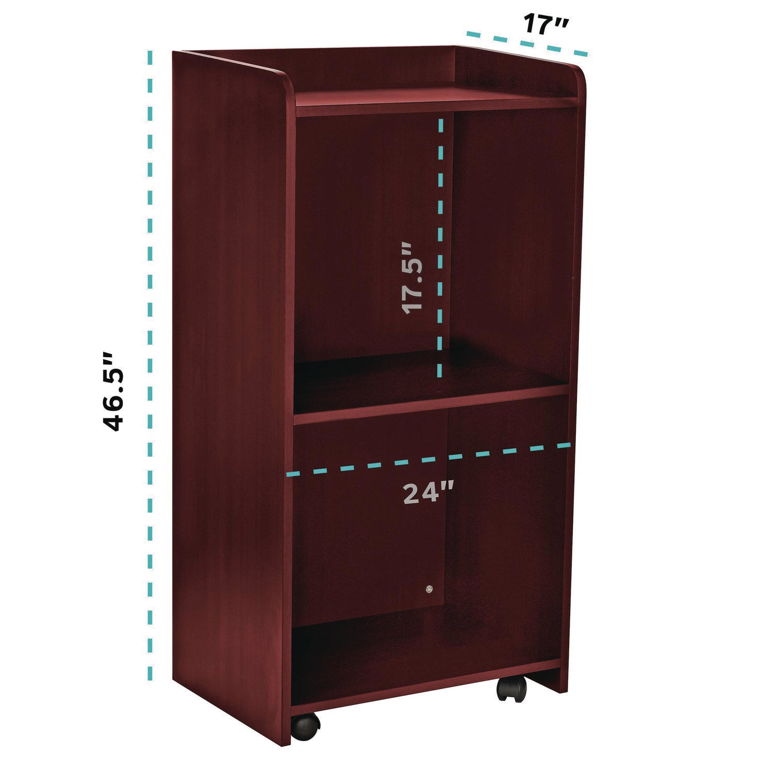 AdirOffice Wooden Mobile Lectern Podium with Storage Shelves - 22.44