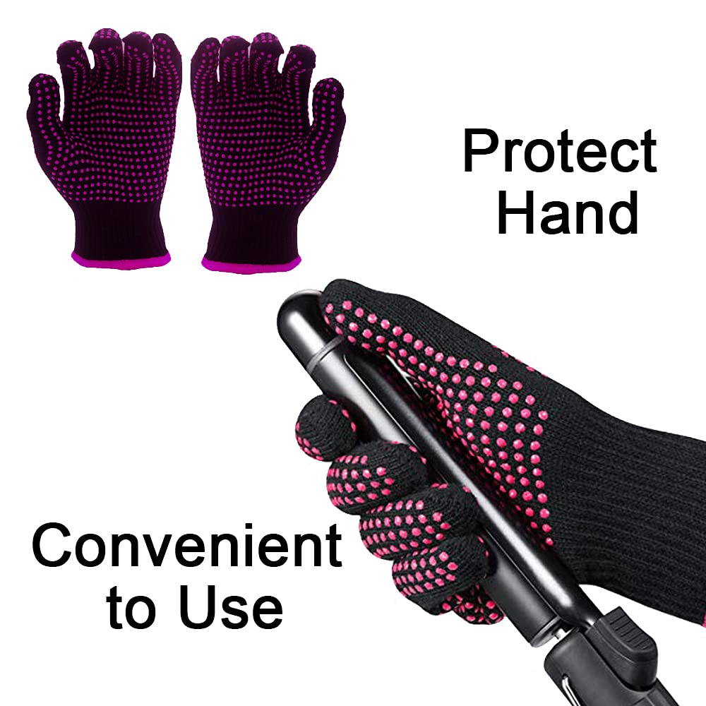 2 Pcs Heat Resistant Gloves - Anti-Scald & Heatproof Kitchen Gloves for Cooking, Baking, Hair Styling & BBQ (500°F Protection)
