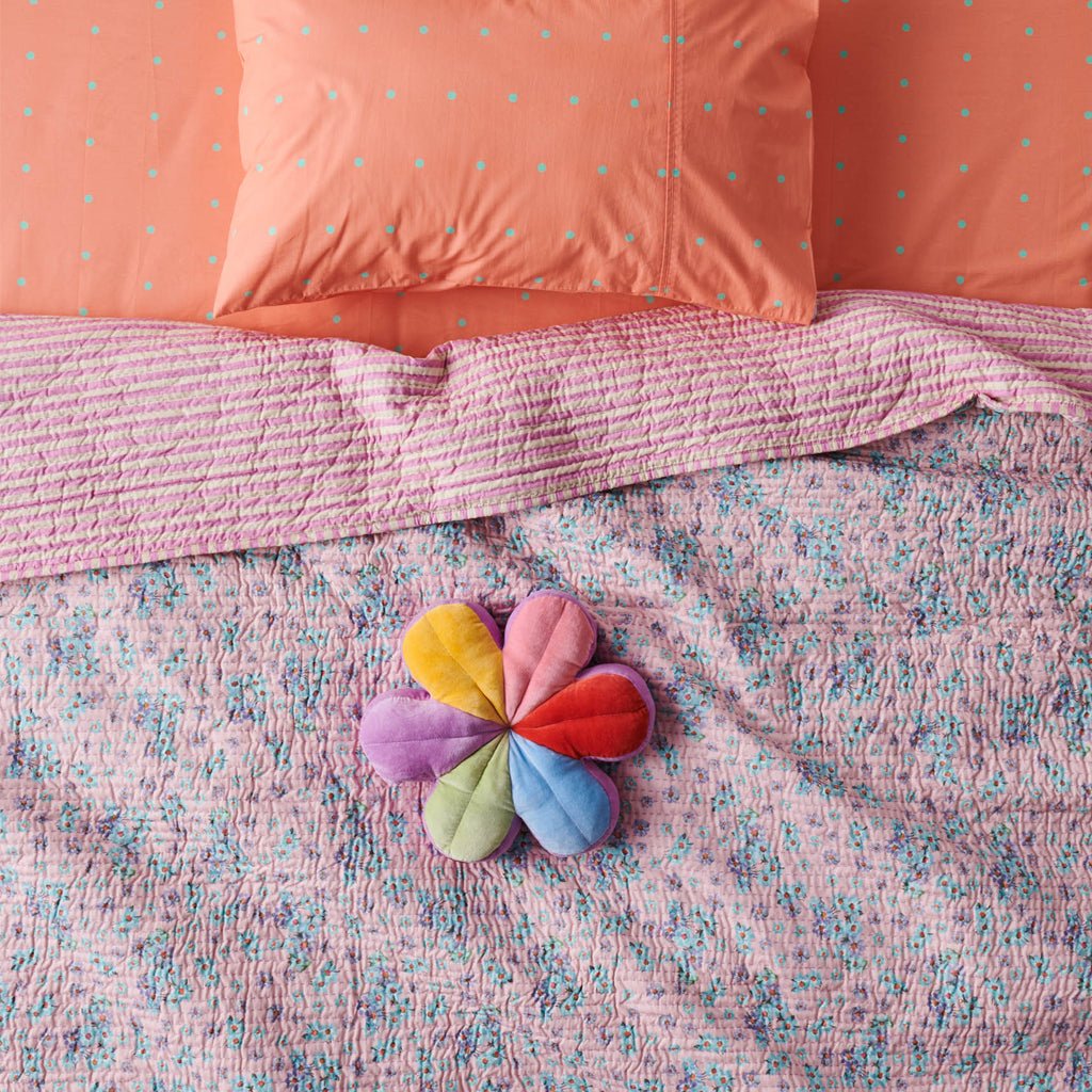 Organic Cotton Quilt Cover with Pink Poodle Design - Soft & Breathable Bedding Set for Kids Room, Nursery or Guest Bedroom Decor
