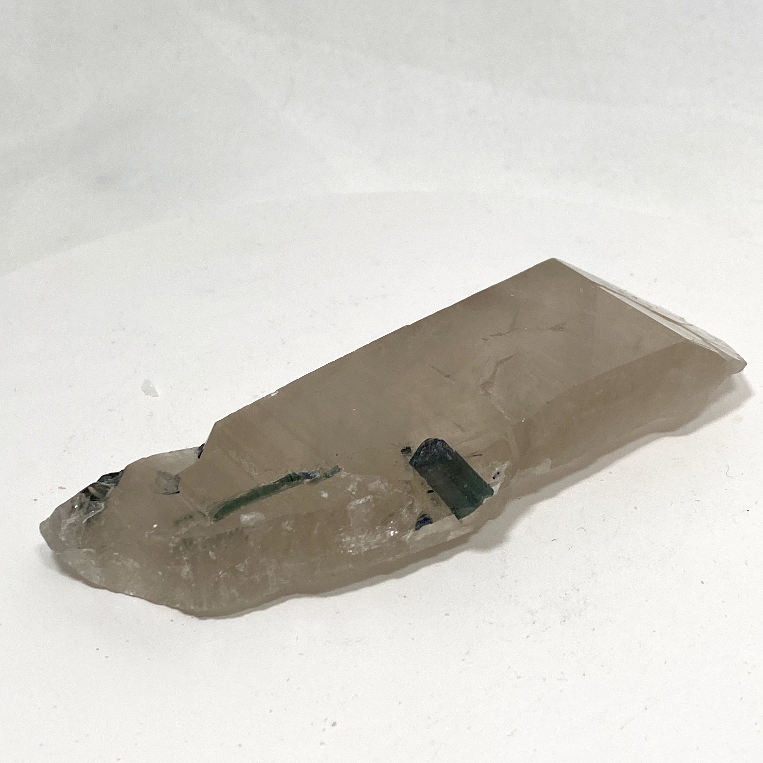 Natural Green Tourmaline on Quartz Crystal Specimen - GTQ 01 | Healing Stone for Meditation, Energy Work & Home Decor