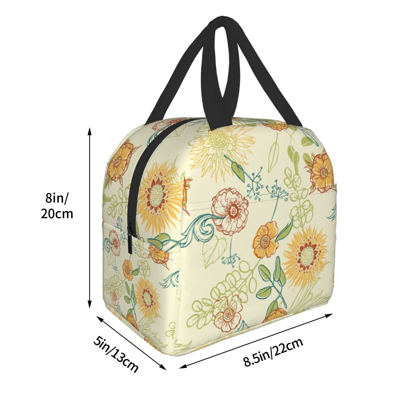 Insulated Sunflower Lunch Bag - Reusable & Leak-Proof Yellow Lunch Box for Men & Women - Perfect for Work, School, Travel & Picnics | Portable Meal Container & Food Tote