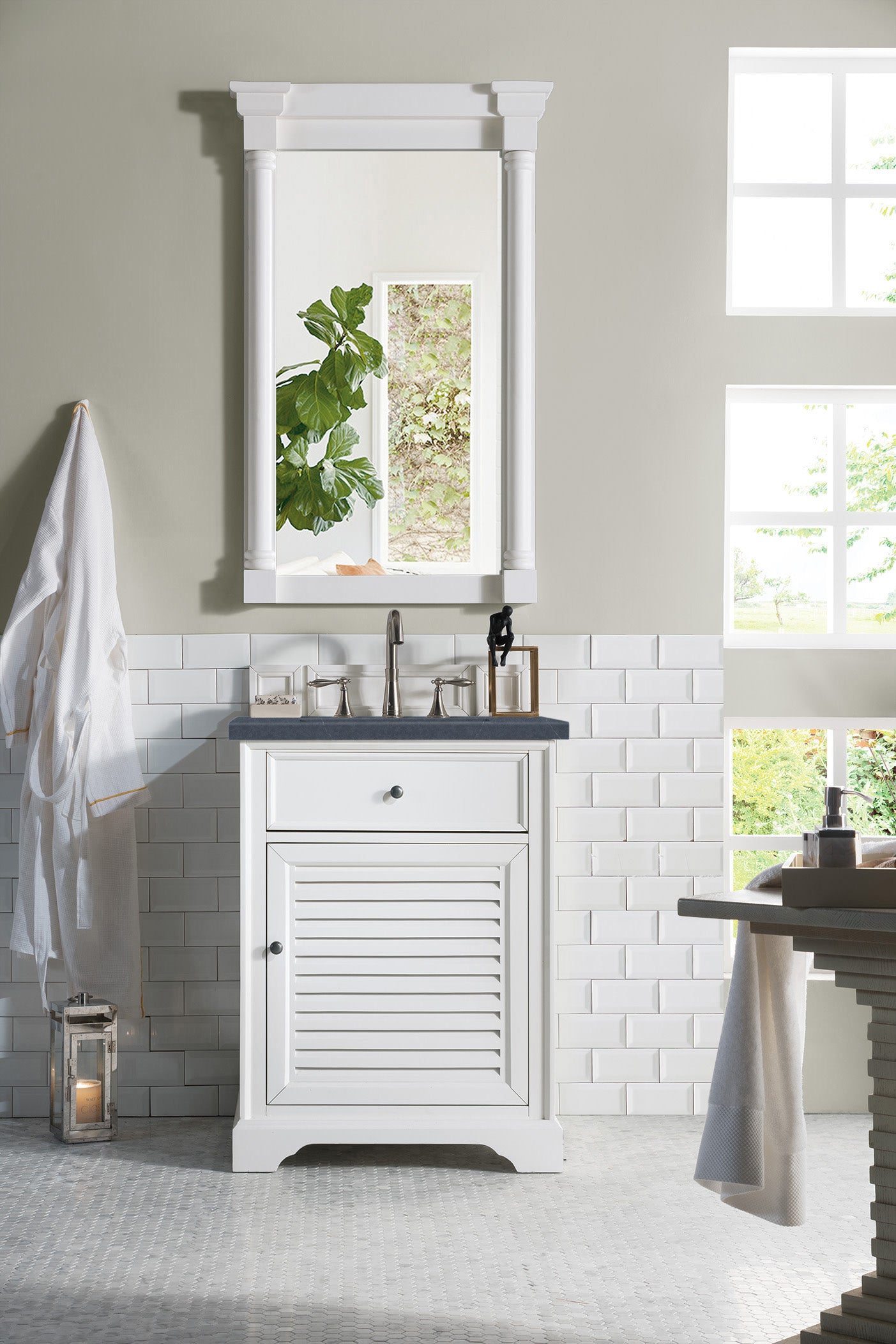 Savannah 26 Inch Single Vanity Cabinet with 3CM Charcoal Soapstone Quartz Top - Bright White Bathroom Vanity for Modern & Farmhouse Style Homes - Perfect for Master Bath, Guest Bath & Powder Room Renovations