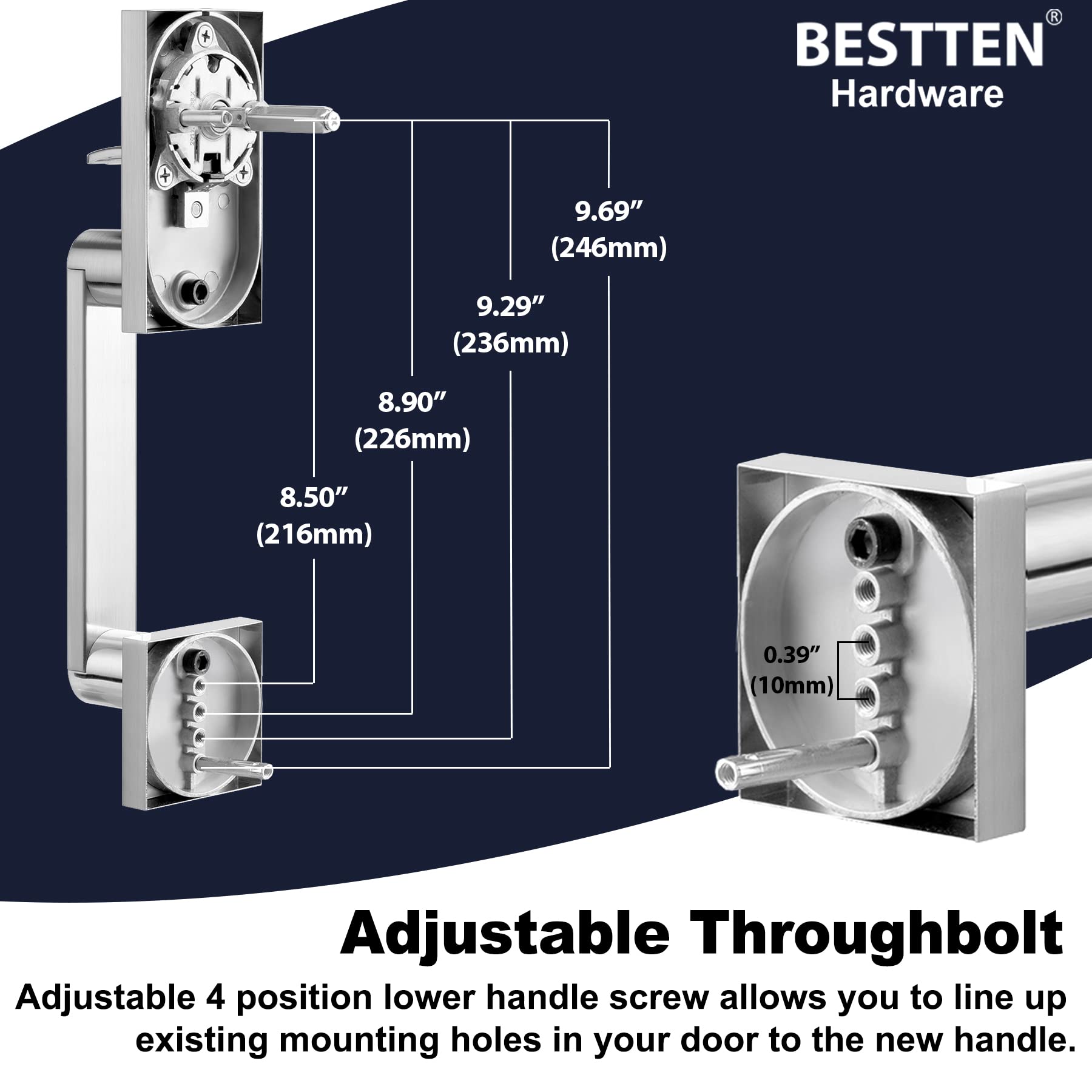 BESTTEN Satin Nickel Front Door Handle and Deadbolt Set - Single Cylinder Deadbolt Lock & Door Lever for Entry Doors - Reversible Right/Left Hand - Secure & Stylish Home Upgrade for Front Doors, Back Doors & Office Entrances
