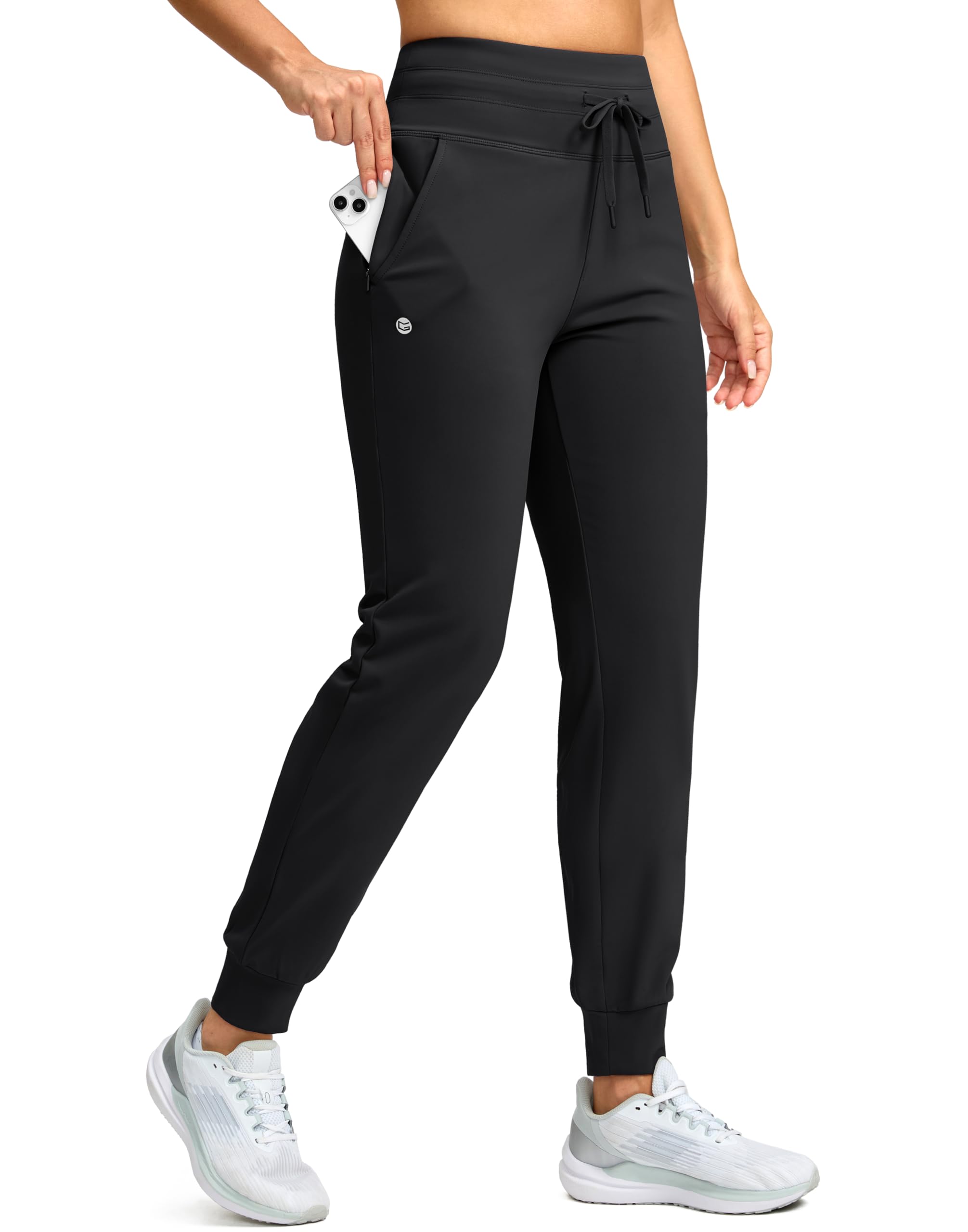 Gradual Women's Fleece Lined Joggers - High Waisted Thermal Sweatpants with Zipper Pockets | Water Resistant Winter Pants in 28