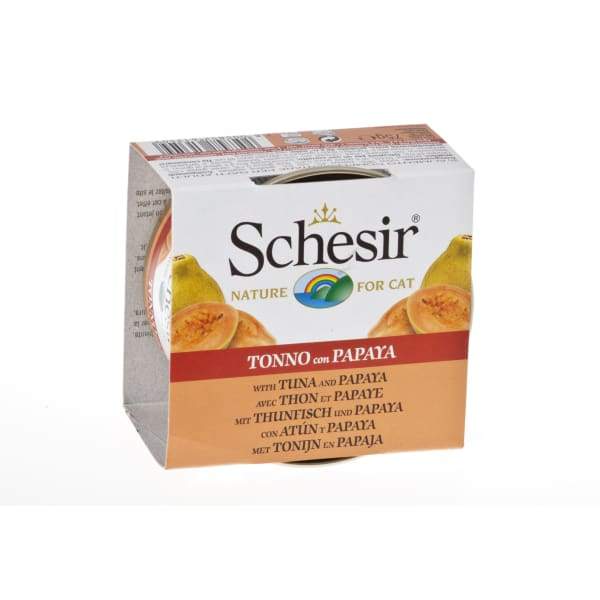 Schesir Tuna with Papaya Canned Cat Food 75g - Grain-Free Wet Cat Food for Adult Cats - Perfect for Picky Eaters & Sensitive Stomachs - Great for Mealtime, Travel & Treats