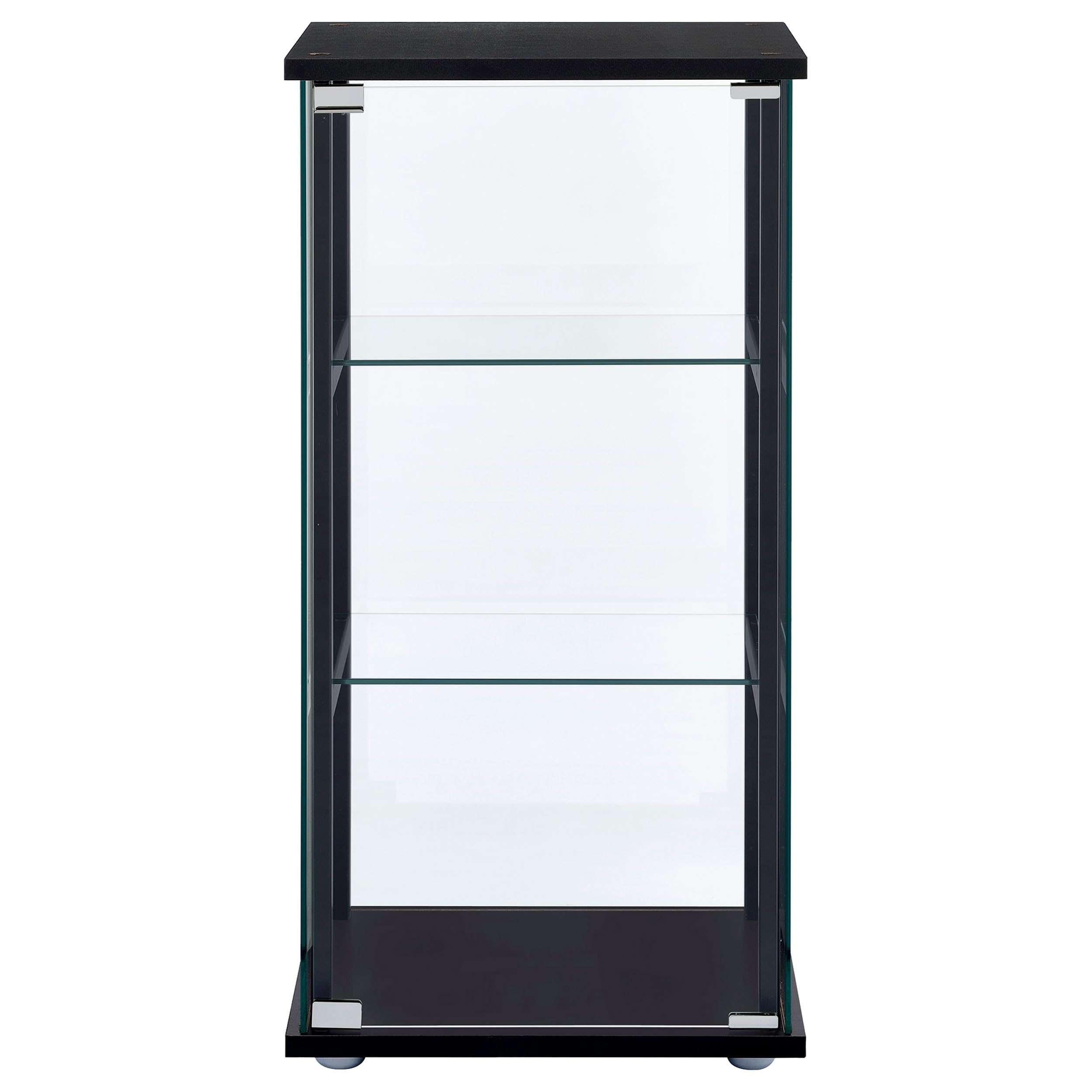 Coaster Home Furnishings 34-inch 3-Tier Clear Tempered Glass Curio Cabinet with Black Shelving - Display Case for Collectibles, China, and Home Decor - Perfect for Living Room, Dining Room, or Office Display