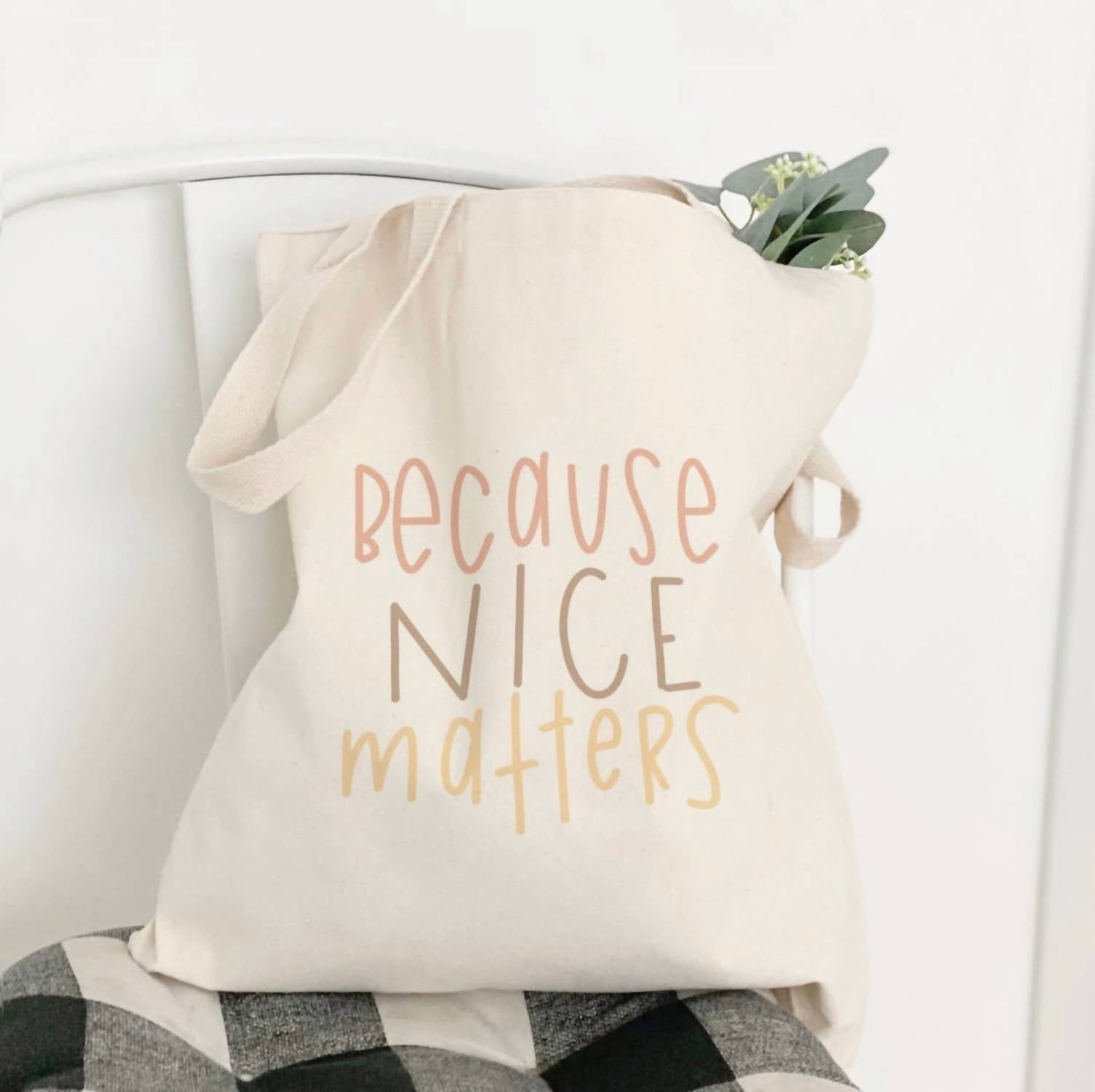 Nice Matters Tote Bag in Beige - Stylish & Spacious Canvas Tote for Women, Work, Beach & Everyday Use
