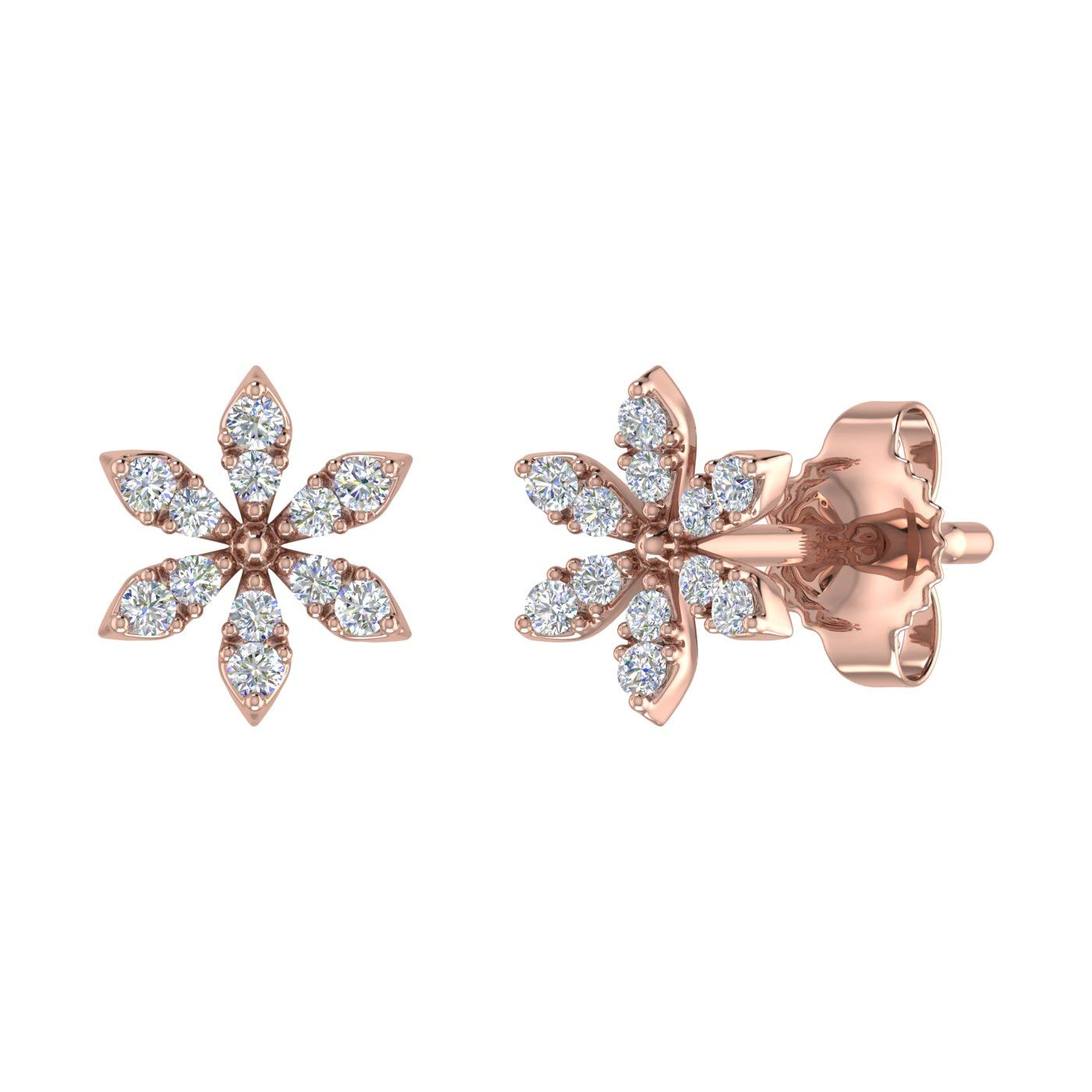 0.07 Carat Diamond Floral Stud Earrings in 10K Gold - Elegant Dainty Flower Jewelry for Women, Perfect for Weddings, Anniversaries & Everyday Wear