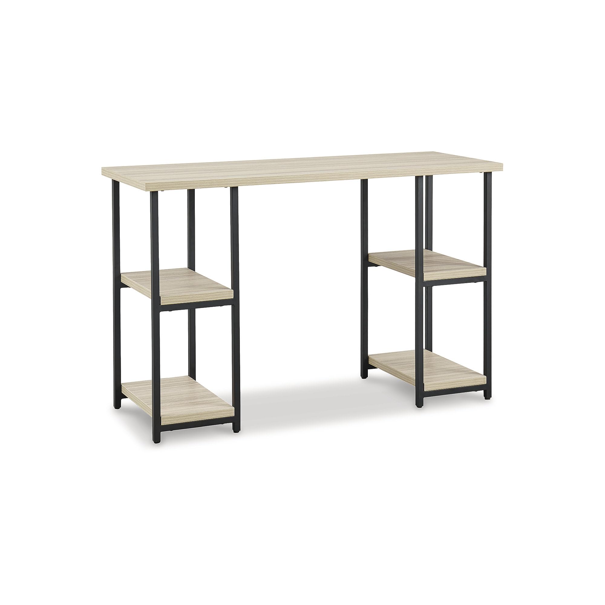Signature Design by Ashley Waylowe Industrial Home Office Desk - Beige & Black Wooden Writing Table for Modern Workspace | Perfect for Small Office, Study Room & Home Office Setup
