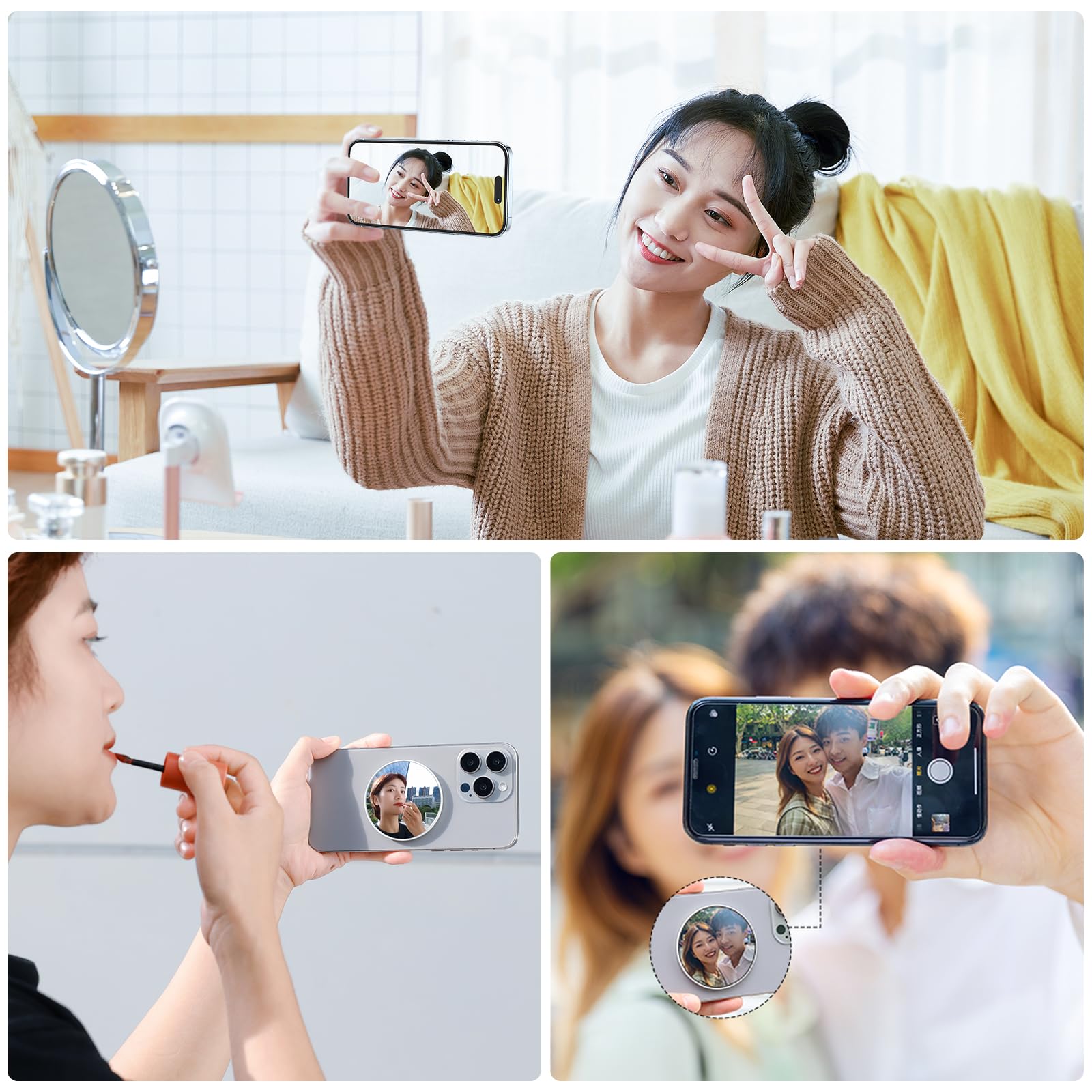 VRIG Magnetic Selfie Mirror for Rear Camera - Convex Phone Mirror Compatible with iPhone 16/15/14/13 Pro Max & All Smartphones | Perfect for Selfies, Video Calls, and Social Media Content Creation