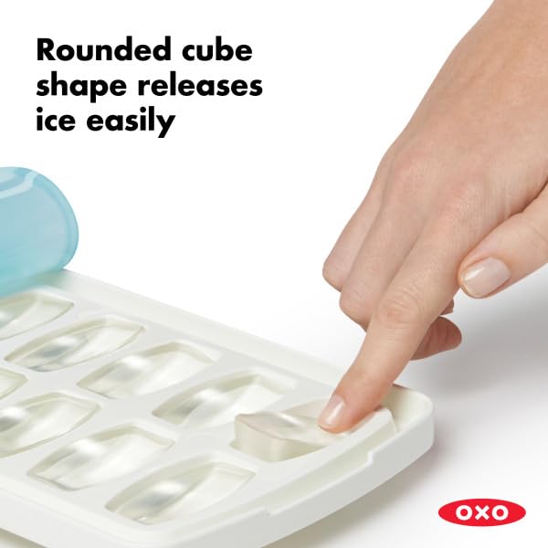 OXO Good Grips No-Spill Ice Cube Tray with Lid - Leakproof Silicone Ice Tray for Freezer, Perfect for Cocktails, Smoothies & Cold Drinks - BPA Free Easy Fill Ice Cube Maker (2 Pack)