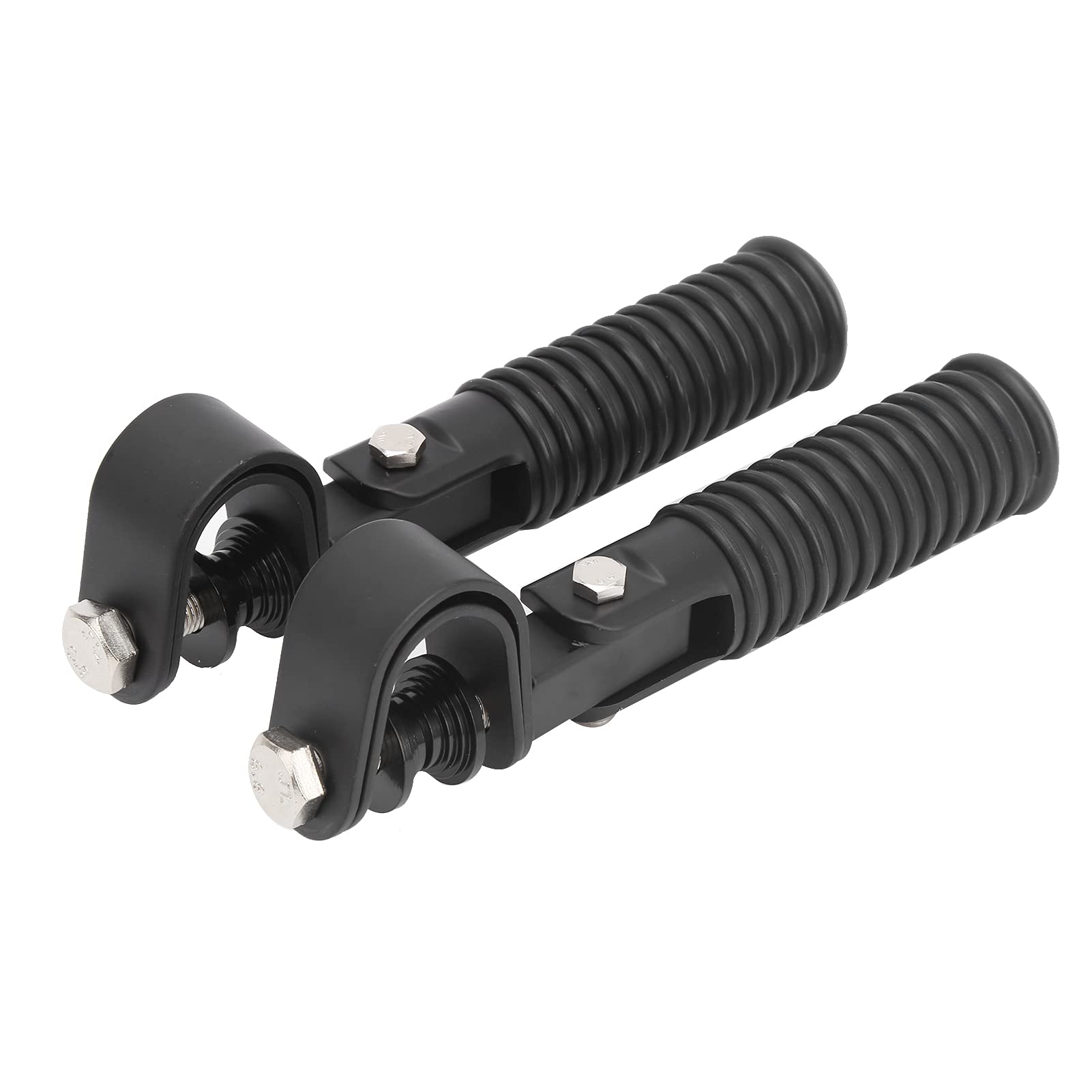 Black Motorcycle Foot Pegs for 1in Crash Bars - 25mm Footrest Mount Replacement with Heavy-Duty Clamp - Perfect for Highway Riding & Engine Guard Protection