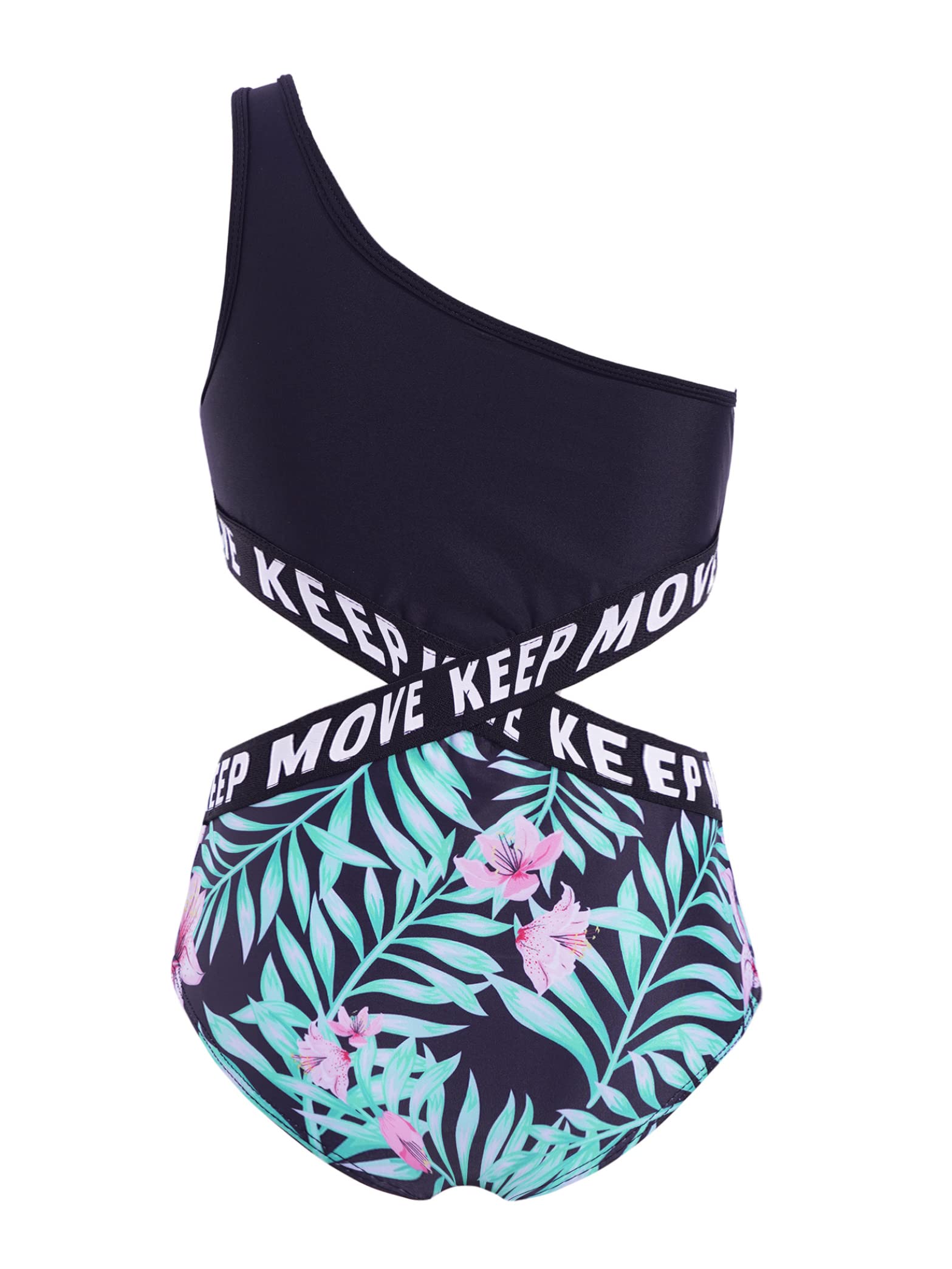 Girls One Shoulder Cutout Monokini Swimsuits - Athletic One Piece Bathing Suits for Kids - Perfect for Pool Parties, Beach Vacations & Swim Lessons