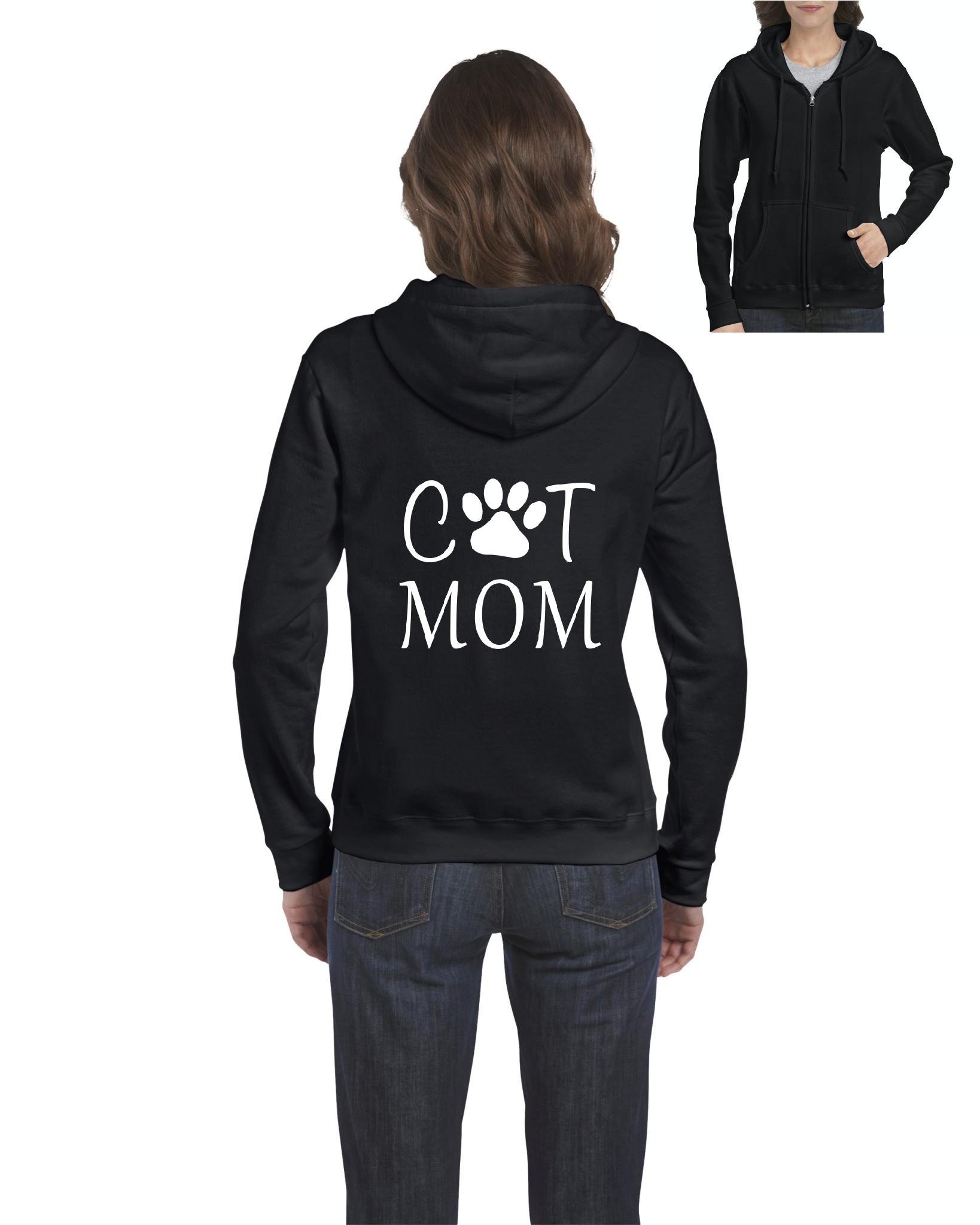 Cat Mom Sweater for Women - Zip Up Fleece Pullover - Perfect Gift for Cat Lovers & Mother's Day - Cozy Casual Wear for Cat Owners
