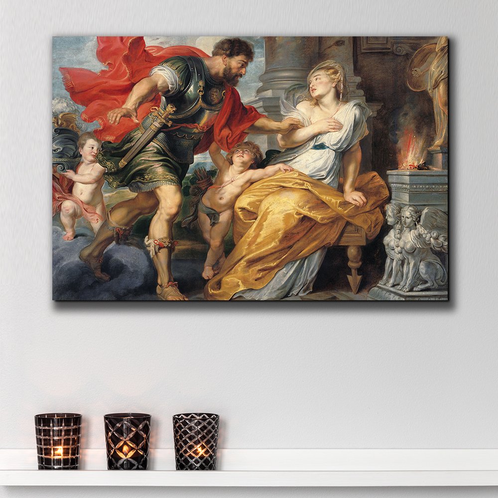 Wall26 - Peter Paul Rubens Baroque Style Oil Painting of Mars and Rhea Silvia - Religious Art with Angels, Catholic & Christian Themes - Premium Canvas Wall Art 32x48 inches - Perfect for Home Decor, Church Interiors & Art Collectors