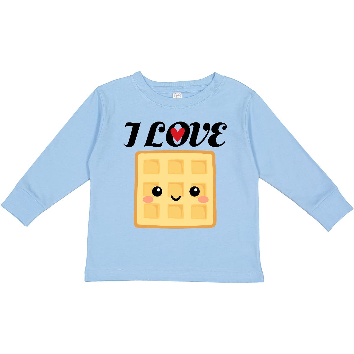 Inktastic Waffle Lover I Love Waffles Toddler Long Sleeve T-Shirt - Cute Breakfast Themed Cotton Top for Kids, Boys & Girls - Perfect for Family Brunch, Weekend Outfits & Playdates