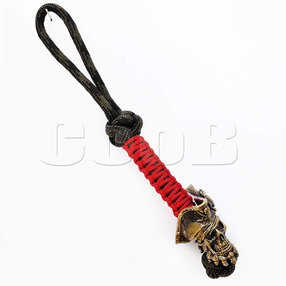 Premium EDC Paracord Knife Lanyard with Solid Metal Bead Pendant - Blackbeard Skull Design | Tactical Survival Gear for Outdoor Camping, Hiking & Emergency Preparedness