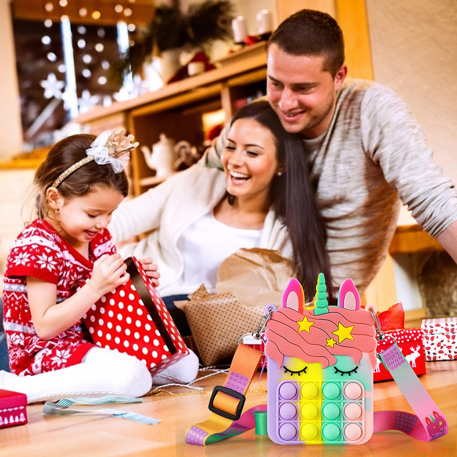 ATESSON Unicorn Pop Fidget Purse for Girls Ages 4-12 - Small Shoulder Bag Toy for ADHD & Anxiety Relief - Perfect Birthday Gift & Sensory Play Accessory for School, Travel & Playdates