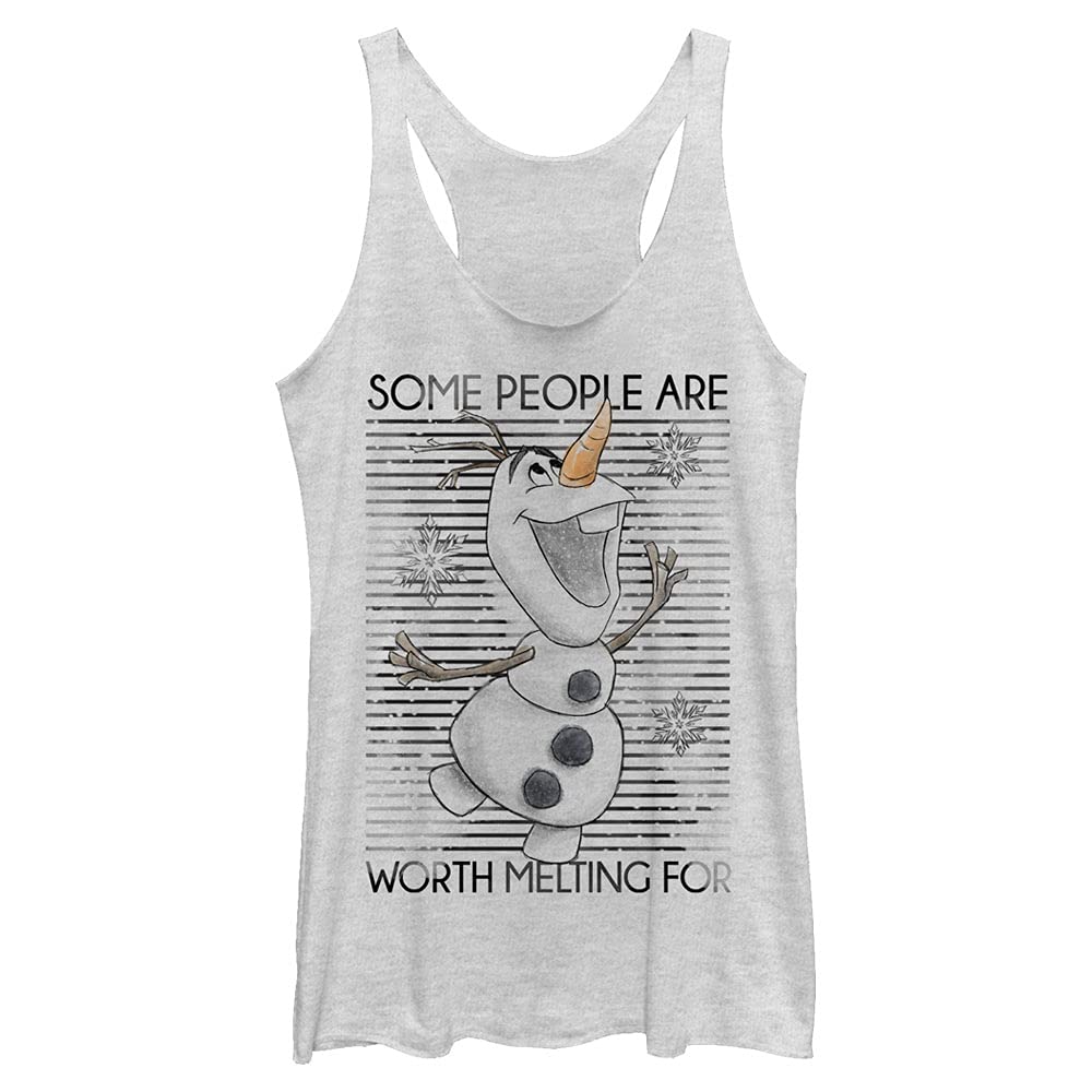 Disney Frozen Tri-Blend Racerback Tank Top for Women - Soft Layering Camisole, Breathable Workout Shirt, White Heather, XX-Large - Perfect for Yoga, Gym & Casual Wear