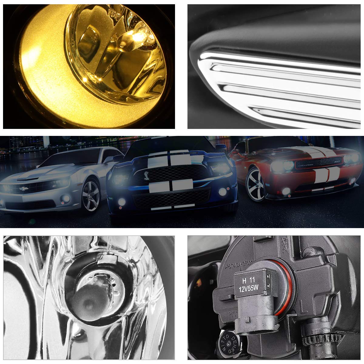 Highlander 14-16 Clear Fog Lights with Switch & Chrome Bezel for Off-Road Driving