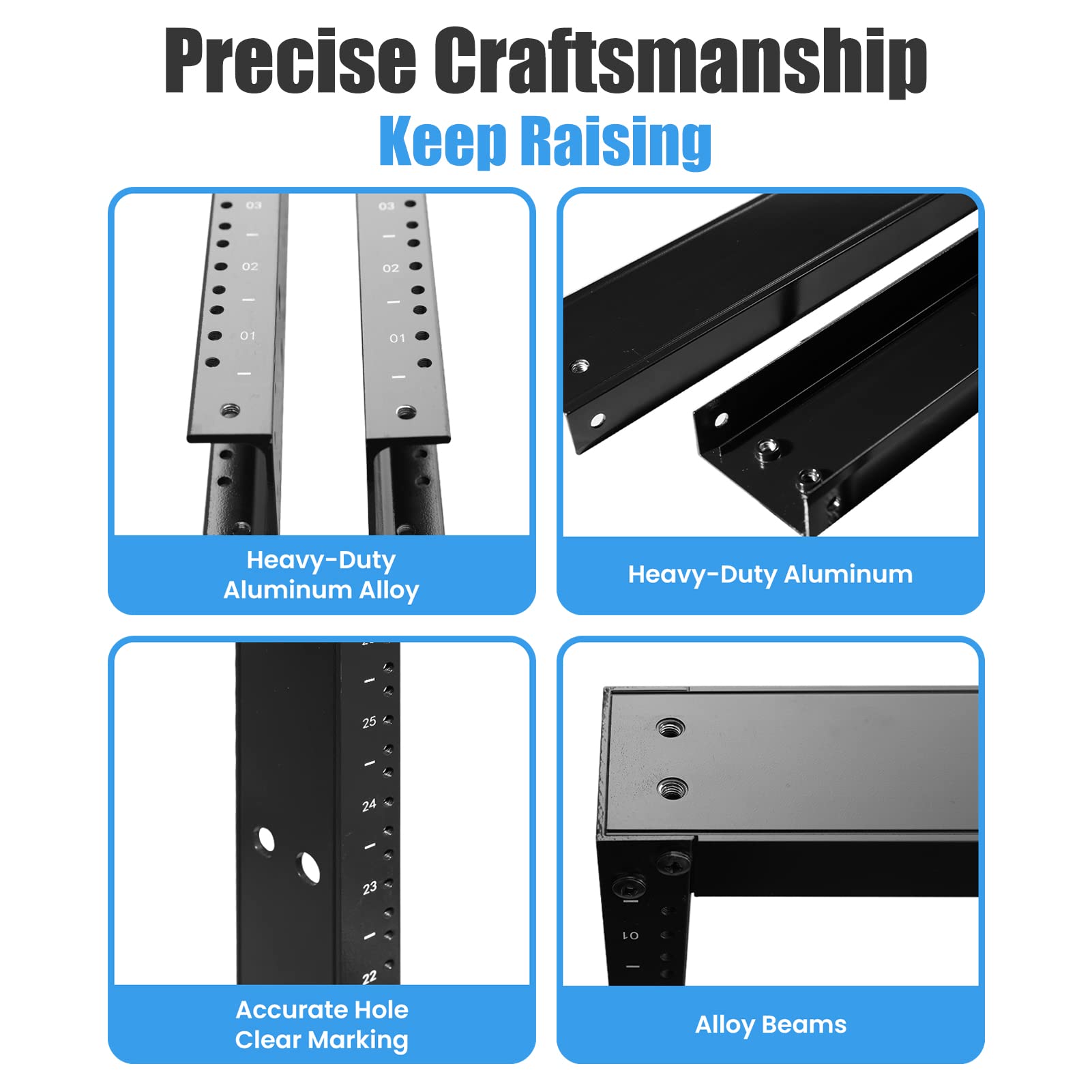 42U Open Frame Server Rack - Heavy Duty 2 Post Network Relay Rack with 600LB Capacity for IT Equipment | Ideal for Data Centers, Server Rooms & Network Installations