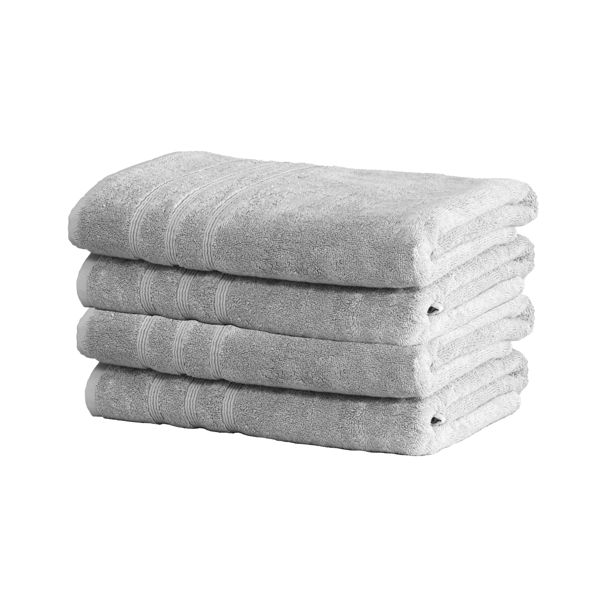 Luxury Turkish Bath Towels Set of 4 - 30x58 Inches, 700 GSM, Light Gray - Premium Bamboo Viscose & Aegean Combed Cotton - Soft, Absorbent & Quick-Drying for Spa, Bathroom & Beach Use