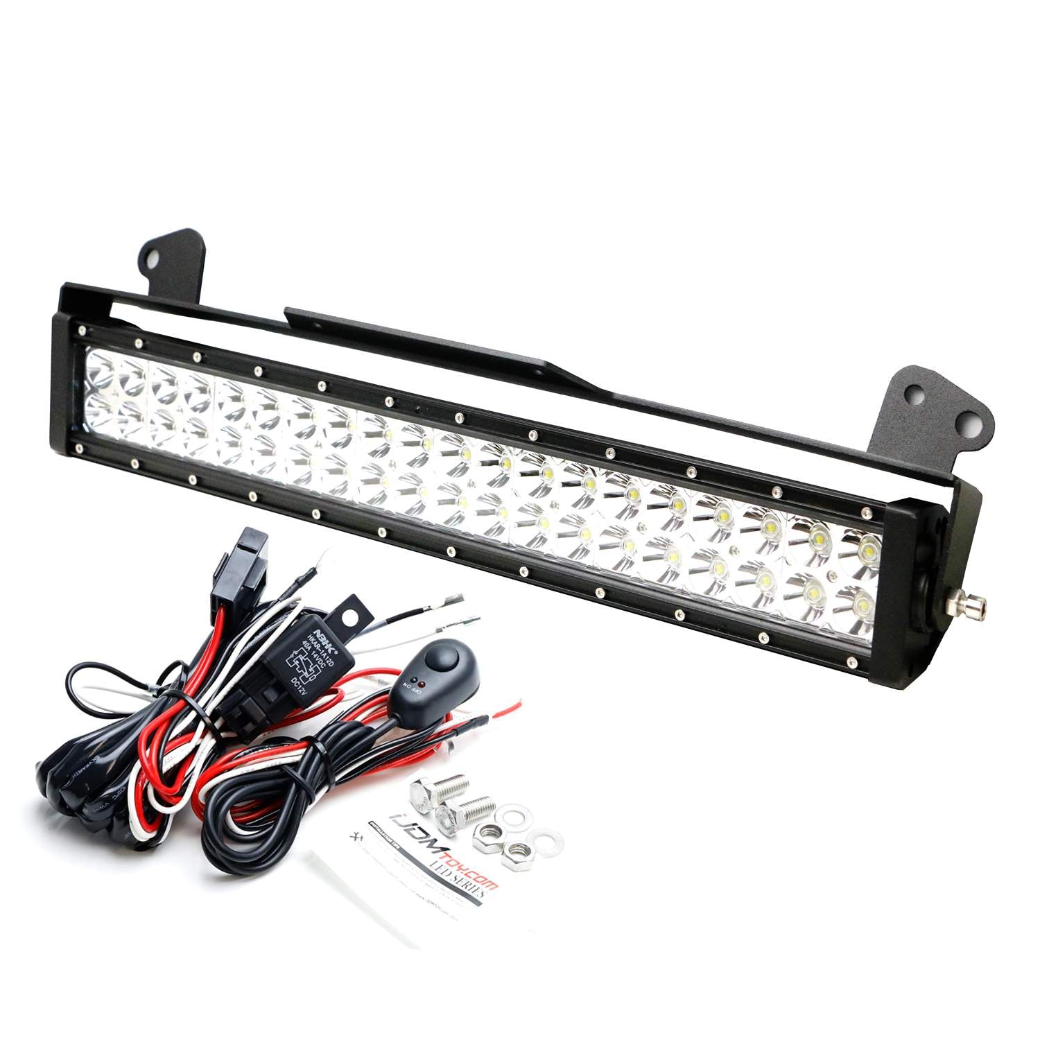 120W Double Row LED Light Bar with Bracket & Wiring Switch - Compatible with 2011-2016 Ford F250 F350 F450 Super Duty Trucks - Perfect for Off-Roading, Camping & Night Driving