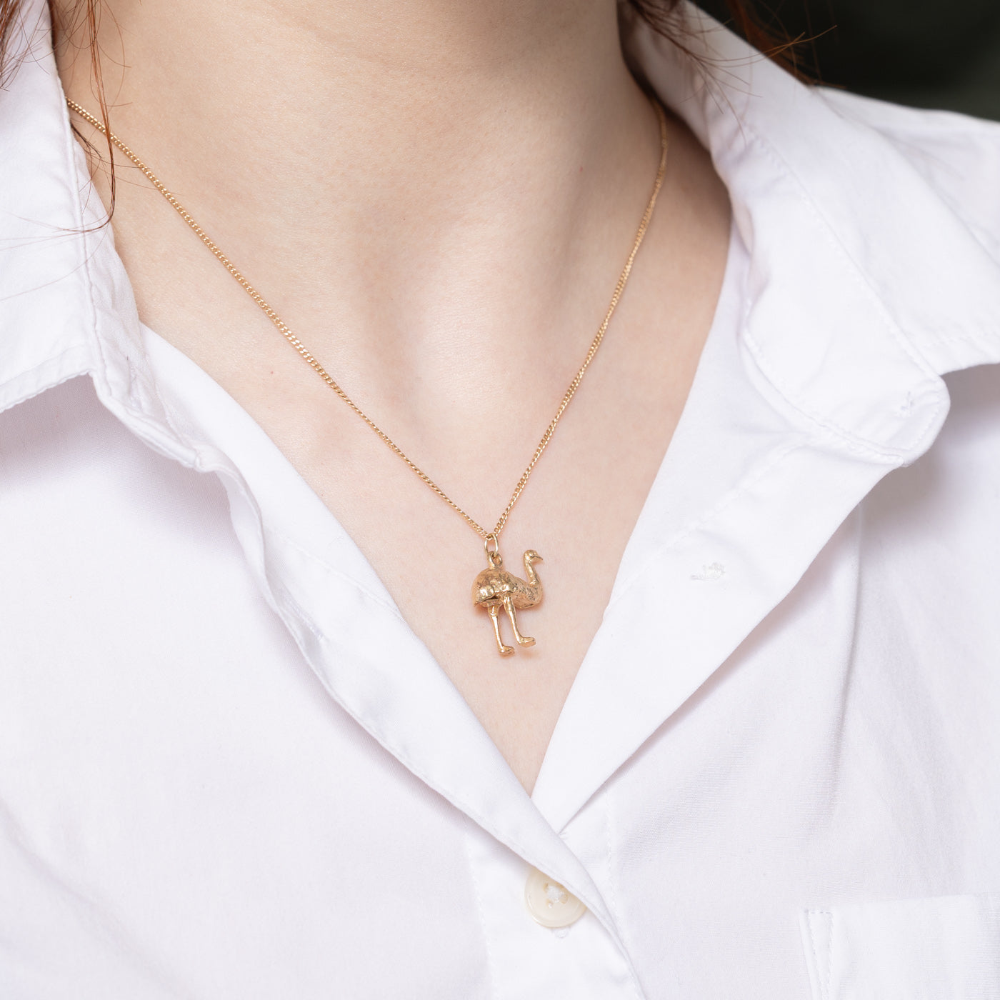 9K Yellow Gold Ostrich Charm Pendant Necklace - Elegant Animal Jewelry for Women - Perfect Gift for Birthday, Anniversary & Special Occasions