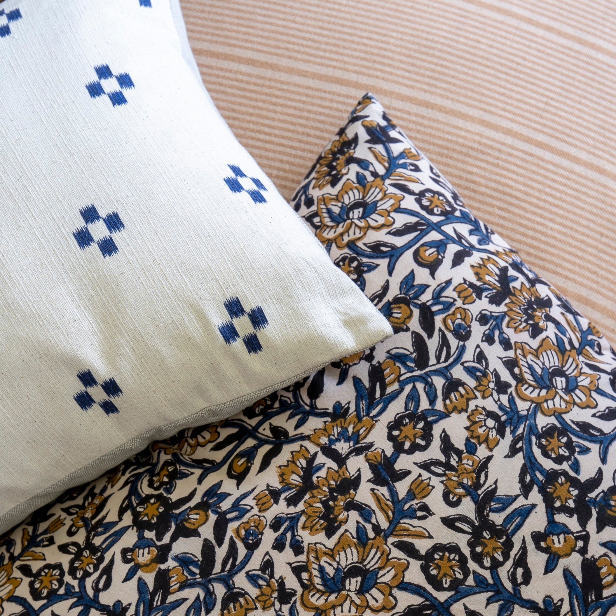Chiang Mai Native Cotton Pillow Cover - Handmade Organic Cotton Cushion Case - Ready to Ship - Perfect for Bedroom, Living Room & Boho Home Decor