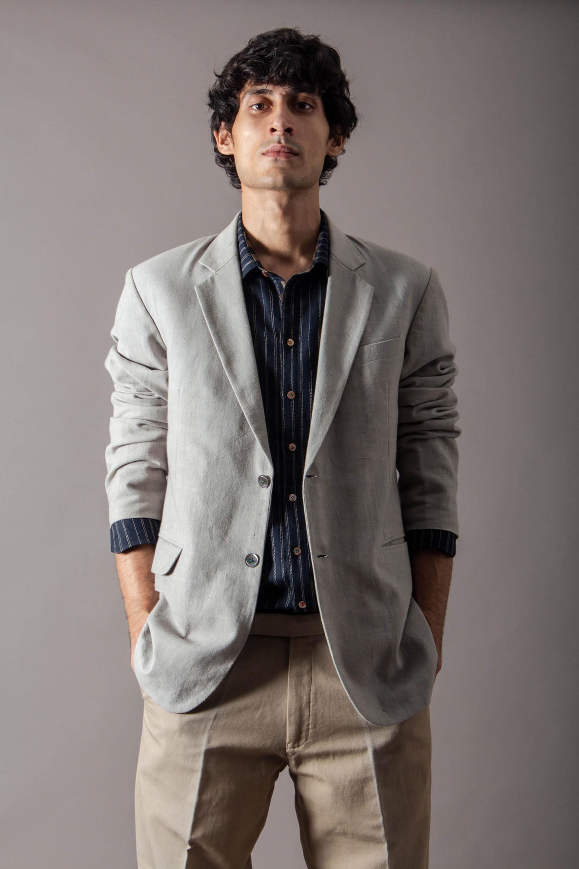 Premium Rana Blazer - Heavyweight Linen Jacket in Ice Blue | Women's Fashion Blazer for Office, Business & Formal Events