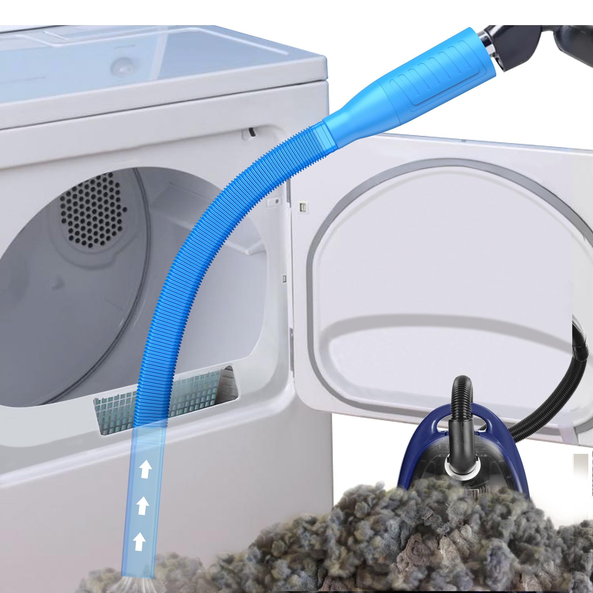 Dryer Vent Cleaner Kit with Vacuum Attachment - Lint Remover Tool for Power Washer & Vacuum Hose | Fast Lint Cleaning for Home Laundry Safety (Ideal for Dryer Maintenance & Fire Prevention)
