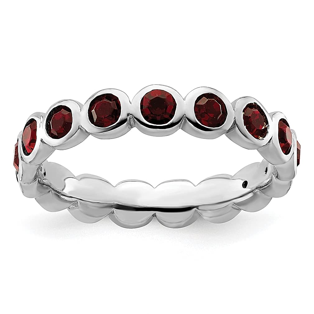 925 Sterling Silver January Birthstone Ring with Swarovski Garnet - Stackable Women's Jewelry for Gifts, Anniversary & Everyday Wear