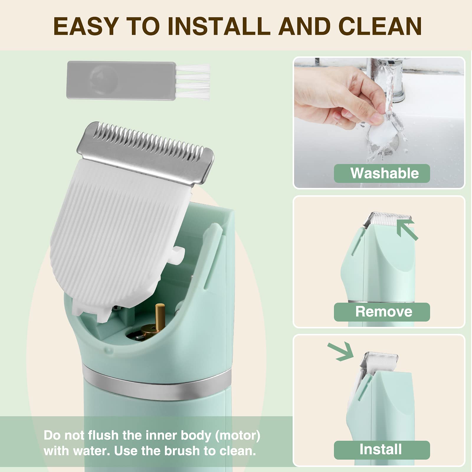 IP7X Waterproof Electric Bikini Trimmer for Men & Women - Wet/Dry Groin & Pubic Hair Shaver with Snap-in Ceramic Blades (Green) | Perfect for Travel, Gym & Sensitive Skin Grooming