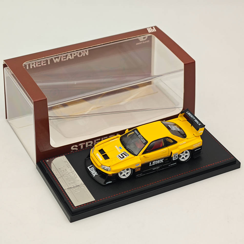1/64 Scale Street Weapon Nissan GT-R ER34 #5 LBWK Yellow Diecast Model Car - Collectible Toy Car for Adults & Kids - Perfect for Display, Gifts, and Racing Enthusiasts
