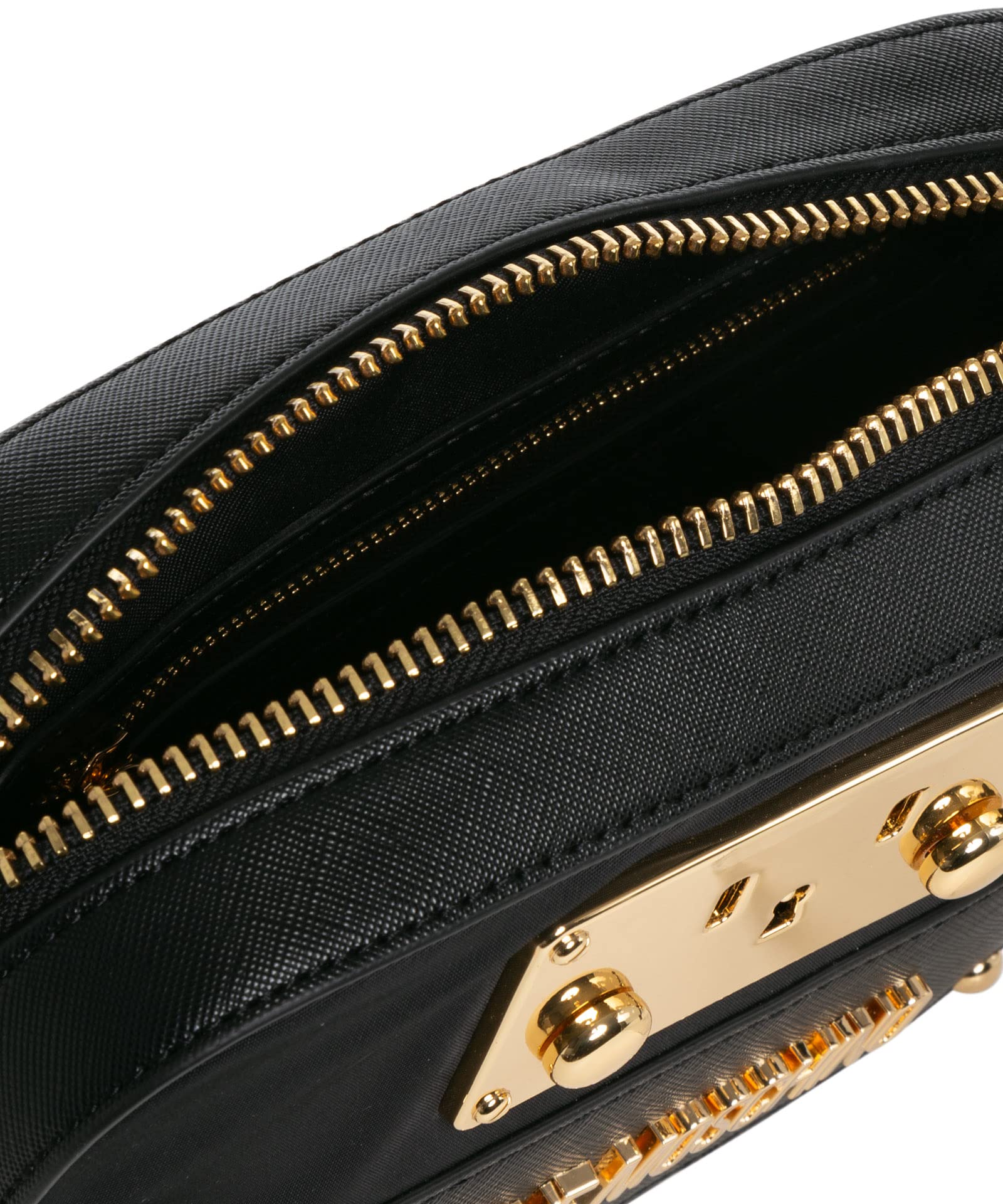 Love Moschino Women's Black Leather Crossbody Bag - Stylish & Compact Purse for Everyday Use, Work, and Travel