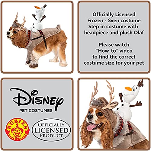 Disney Frozen 2 Sven Pet Costume with Olaf Rider - Medium Size for Dogs | Halloween, Cosplay & Movie-Themed Parties