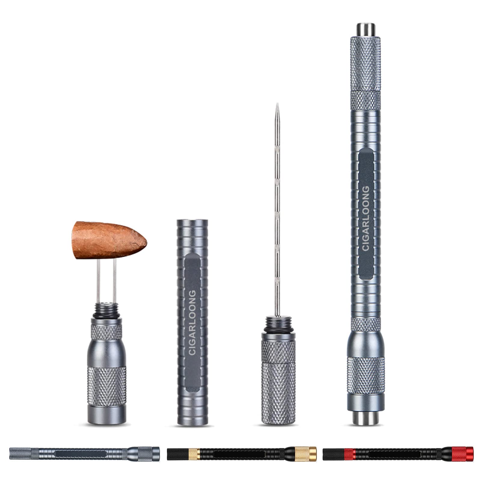 Premium 4-in-1 Cigar Punch Multitool with Double Punch & Twin Draw Enhancer Needle - Blue Gift Box Set for Cigar Lovers | Perfect for Cigar Cutting, Punching & Draw Improvement at Home, Parties & Outdoor Events