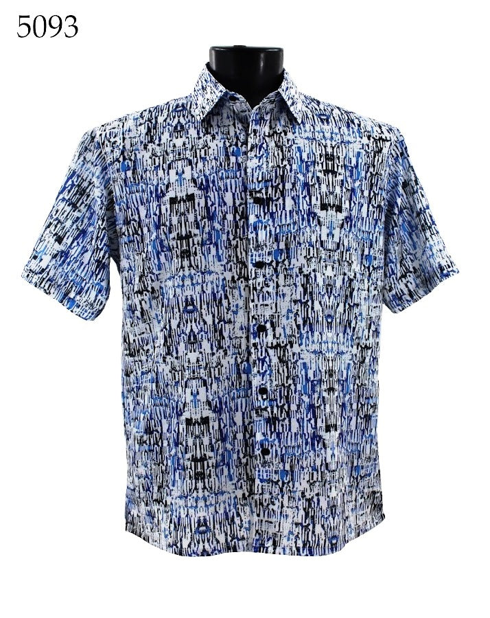 Bassiri Men's Casual Short Sleeve Shirt 5093 - Breathable Cotton Comfort Fit Tops for Summer, Outdoor Activities & Everyday Wear