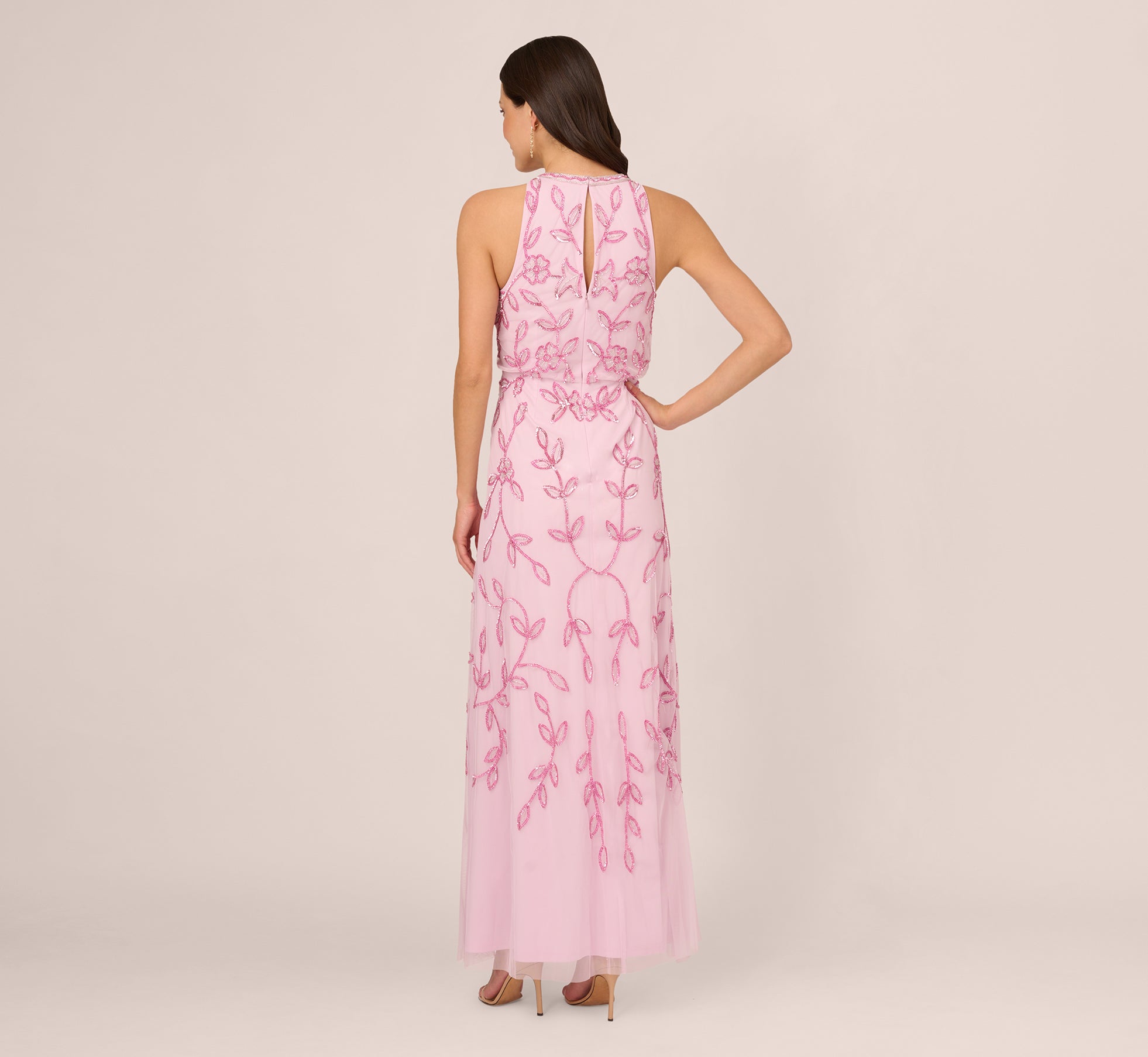 Elegant Sleeveless Blouson Mermaid Gown with Jasmine Beading - Pink Lace Formal Dress for Prom, Evening Gala & Special Occasions
