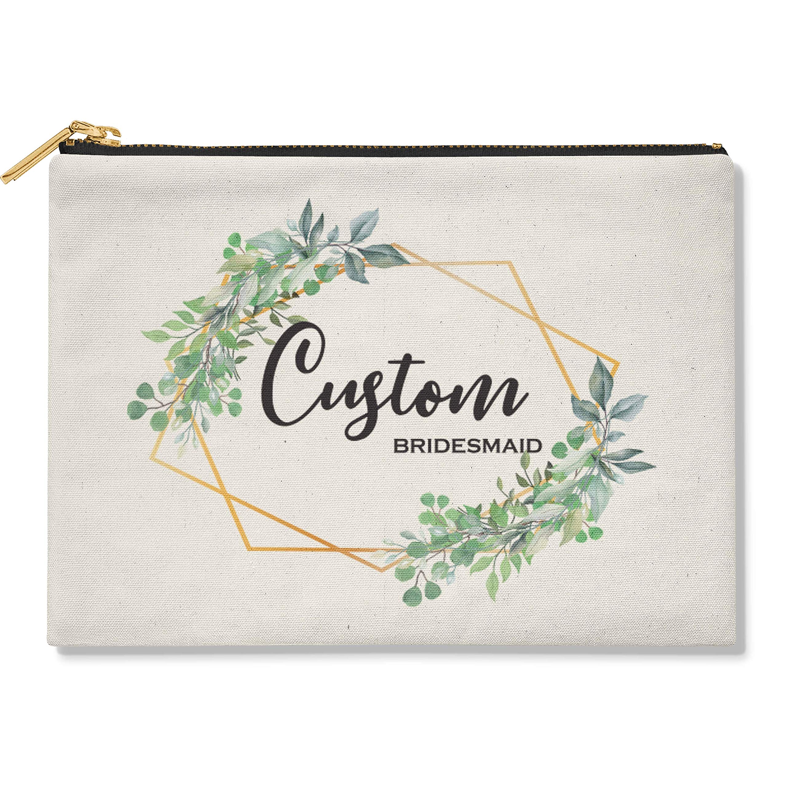 Personalized Watercolor Cosmetic Bag with Custom Name - White Makeup Pouch 10W x 8.12H - Perfect Gift for Women, Bridesmaids, Travel & Daily Beauty Organizer